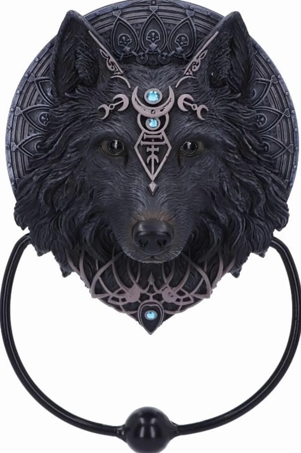 Nemesis Now Wolf Moon Kołatka do drzwi 20,5 cm, czarna