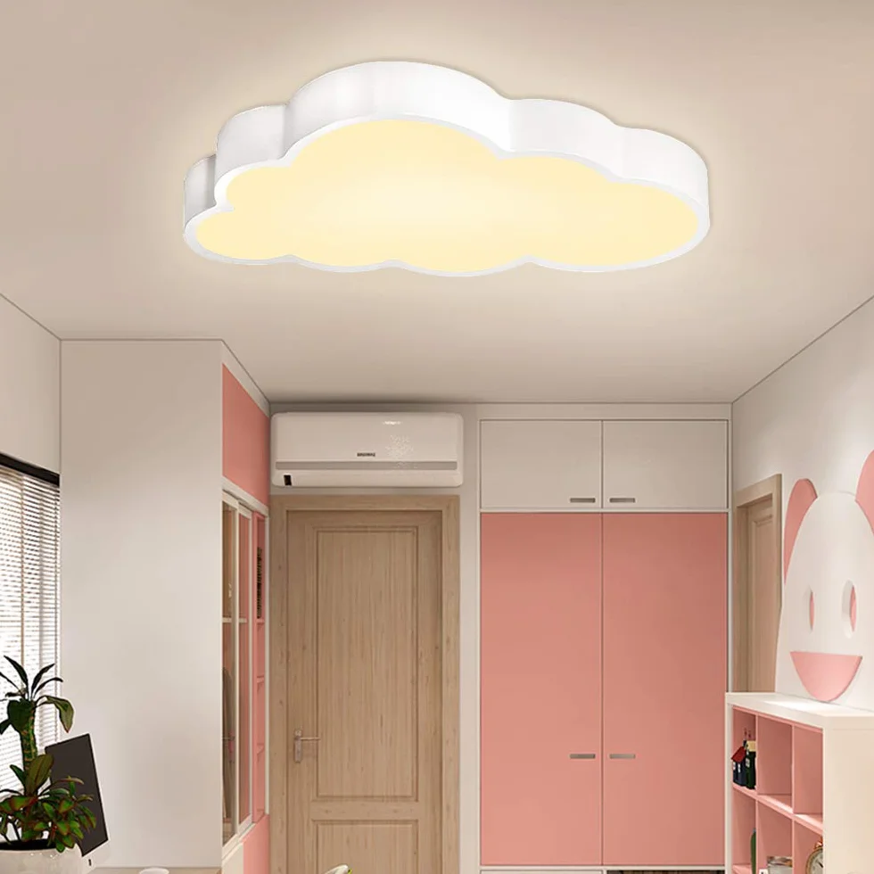 UISEBRT Lampa sufitowa LED, 48 W, chmury, ściemniana, z pilotem zdalnego sterowania, lampa do pokoju dziecięcego, nowoczesna lampa do przedszkola, sypialni
