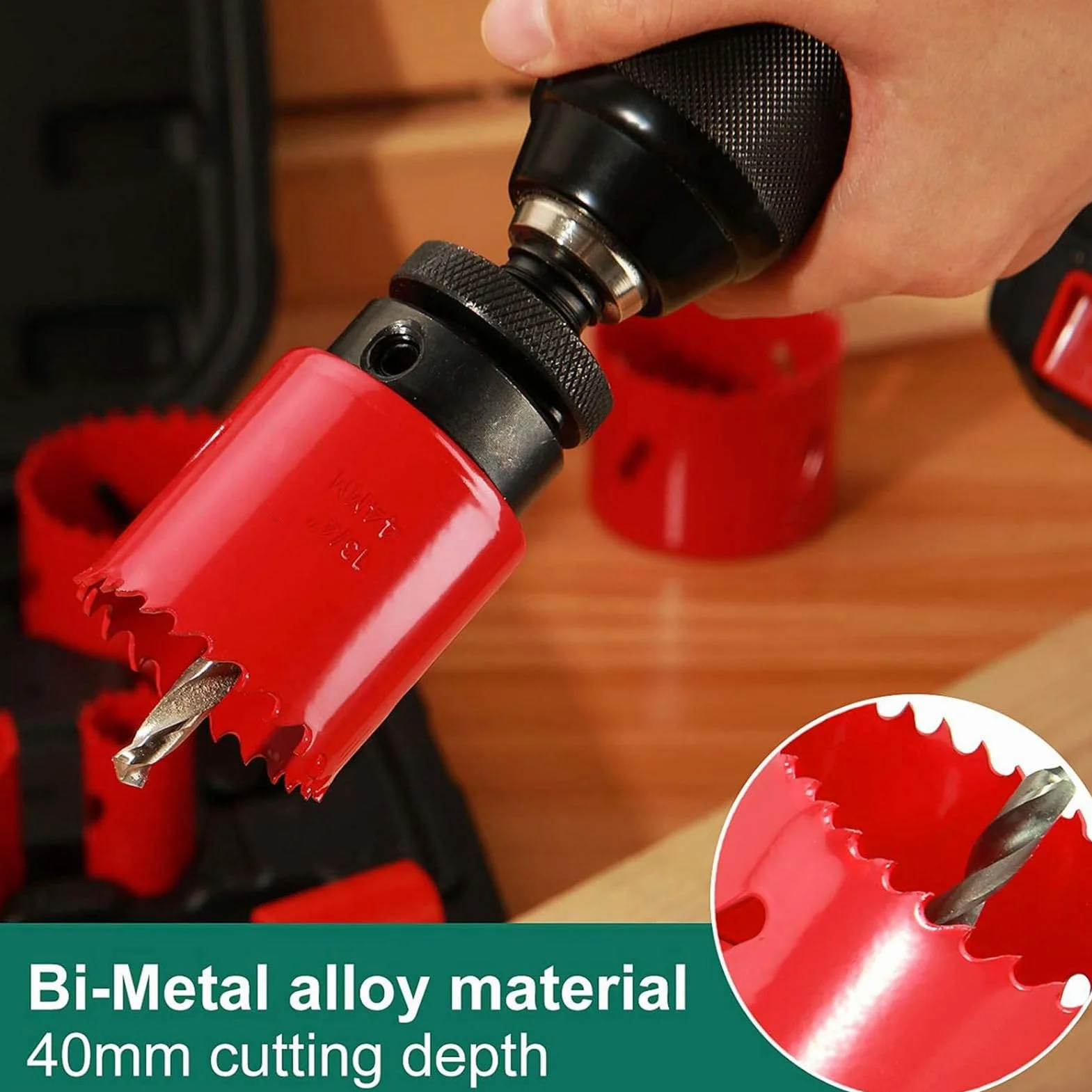 Zestaw Otwornic Bimetalicznych, 18 Sztuk Zestaw Otwornic od 3/4 do 2-11/16 Cali w Walizce z Trzpieniami, Otwornica, Otwornica do Miękkiego Metalu, Drewna, Plastiku
