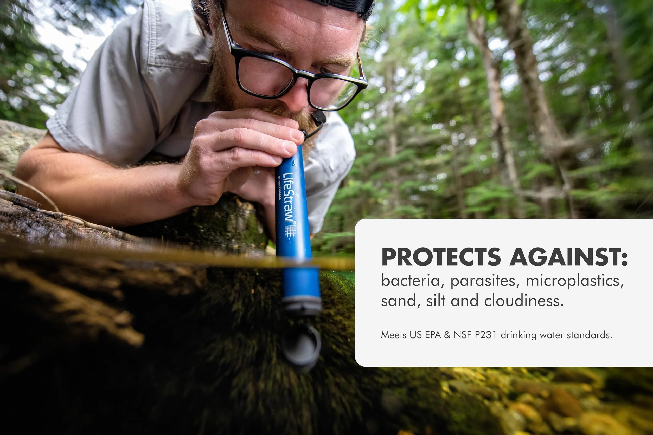 LifeStraw Osobisty filtr wody do wędrówek, biwakowania, podróży i gotowości na wypadek sytuacji awaryjnych, granatowy