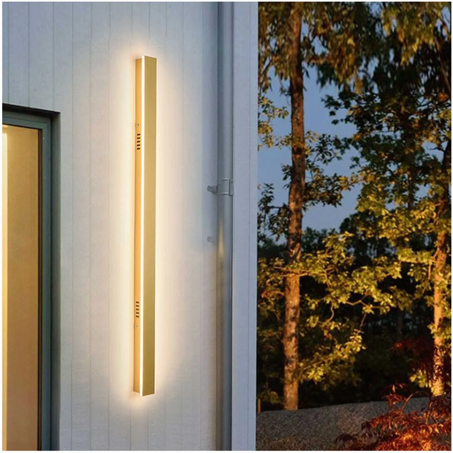 Nowoczesna lampa ścienna LED do użytku na zewnątrz, długa taśma świetlna, do ogrodu i werandy, wszechstronne oświetlenie nocne do sypialni, możliwość regulacji barwy światła białego/ciepłego