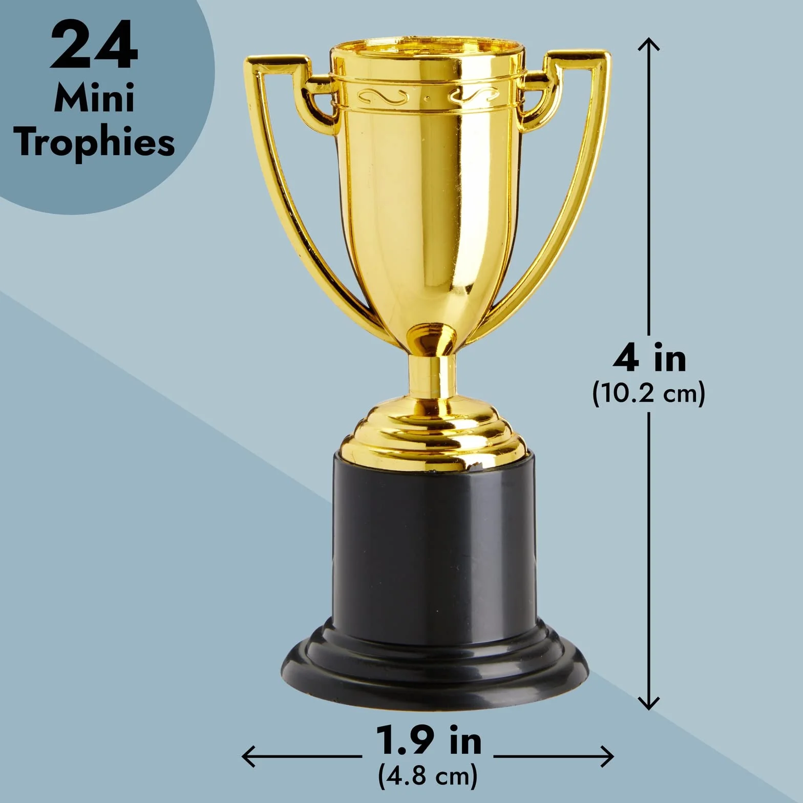 Juvale Trofea nagrody - 24-pak plastikowe złote puchary kubki na turnieje sportowe, konkursy, imprezy, 5 x 10 x 5 cm