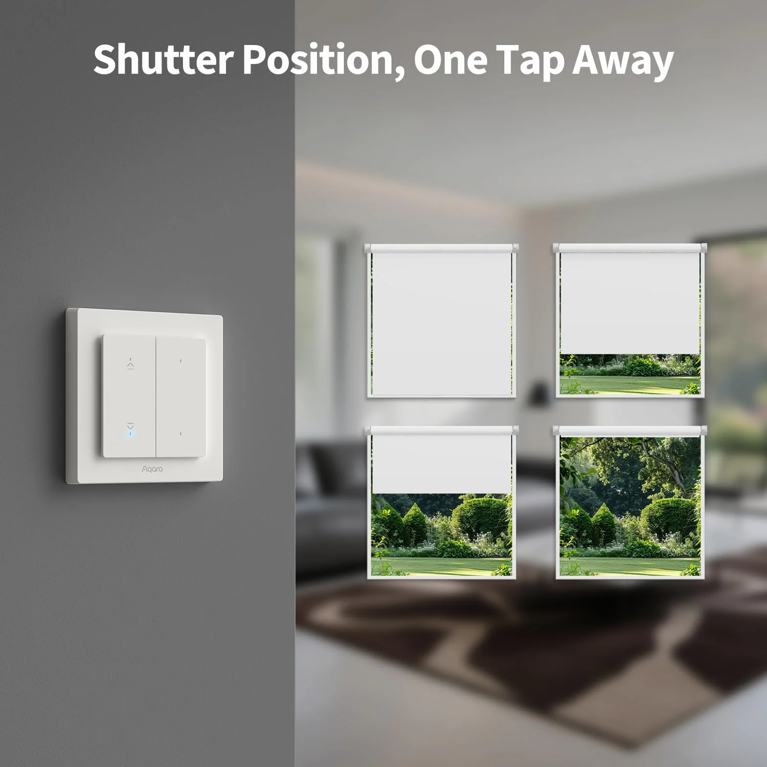 Aqara Przełącznik Migawki H2 EU - Matter, Protokół Thread/Zigbee, do Rolet/Żaluzji, 2 przyciski bezprzewodowe, obsługuje Apple Home, Alexa, Home Assistant i Google Home (wymagany przewód neutralny)