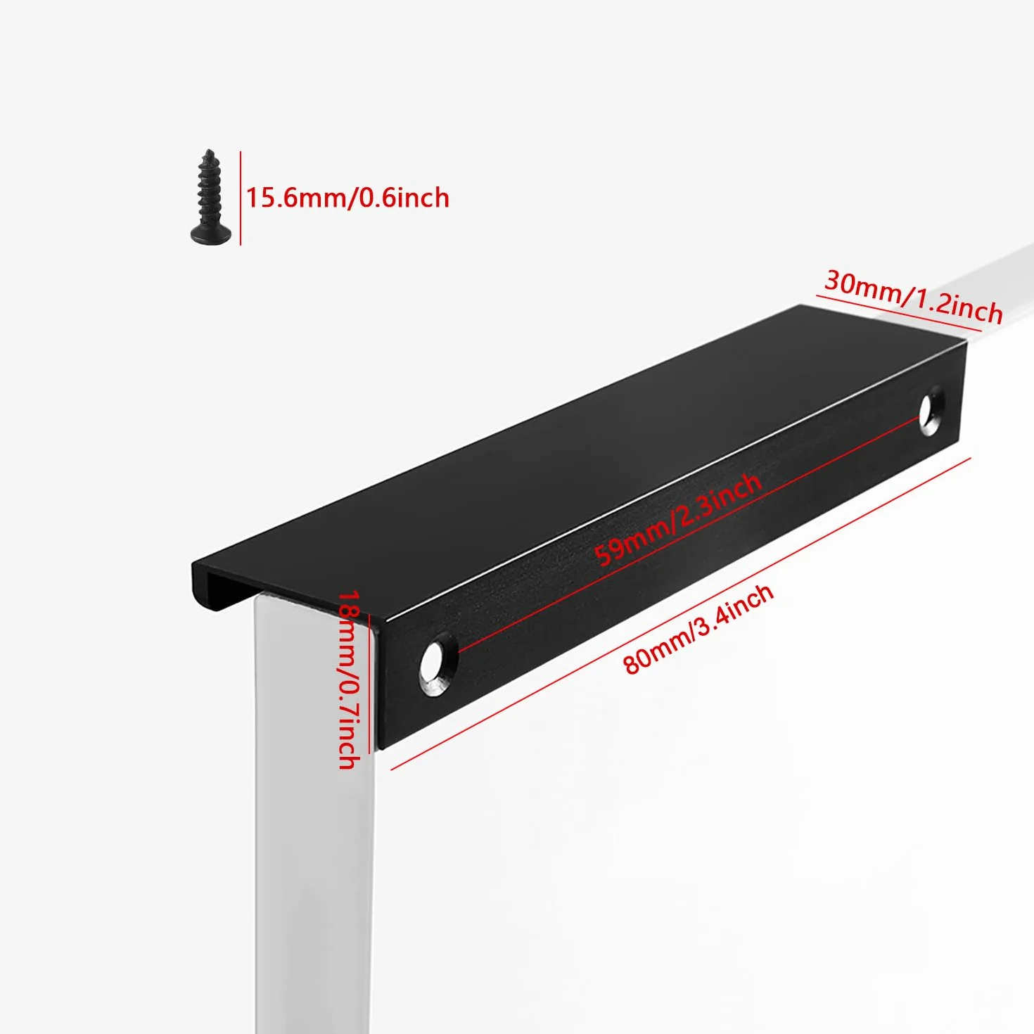 10 sztuk ukrytych uchwytów meblowych ze śrubami, aluminiowe uchwyty do szuflad, czarne matowe, 80 mm, nowoczesne uchwyty do garderoby, kuchni, szafy, szuflady