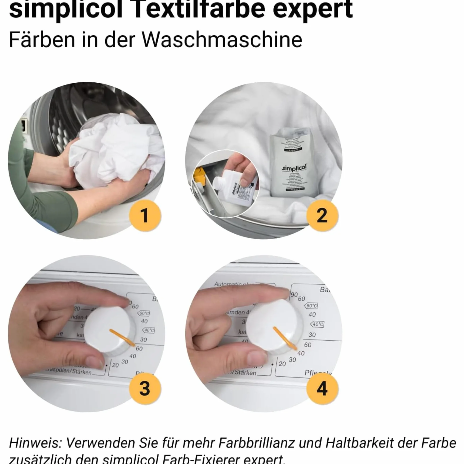simplicol Textilfarbe expert + Farbfixierer Kombipack, Mitternacht-Schwarz 1718: Farbe für Waschmaschine oder manuelles Färben