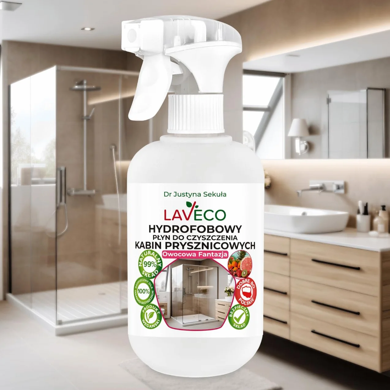 Hydrofobowy płyn do czyszczenia kabin prysznicowych – owocowa fantazja – 0,5 l