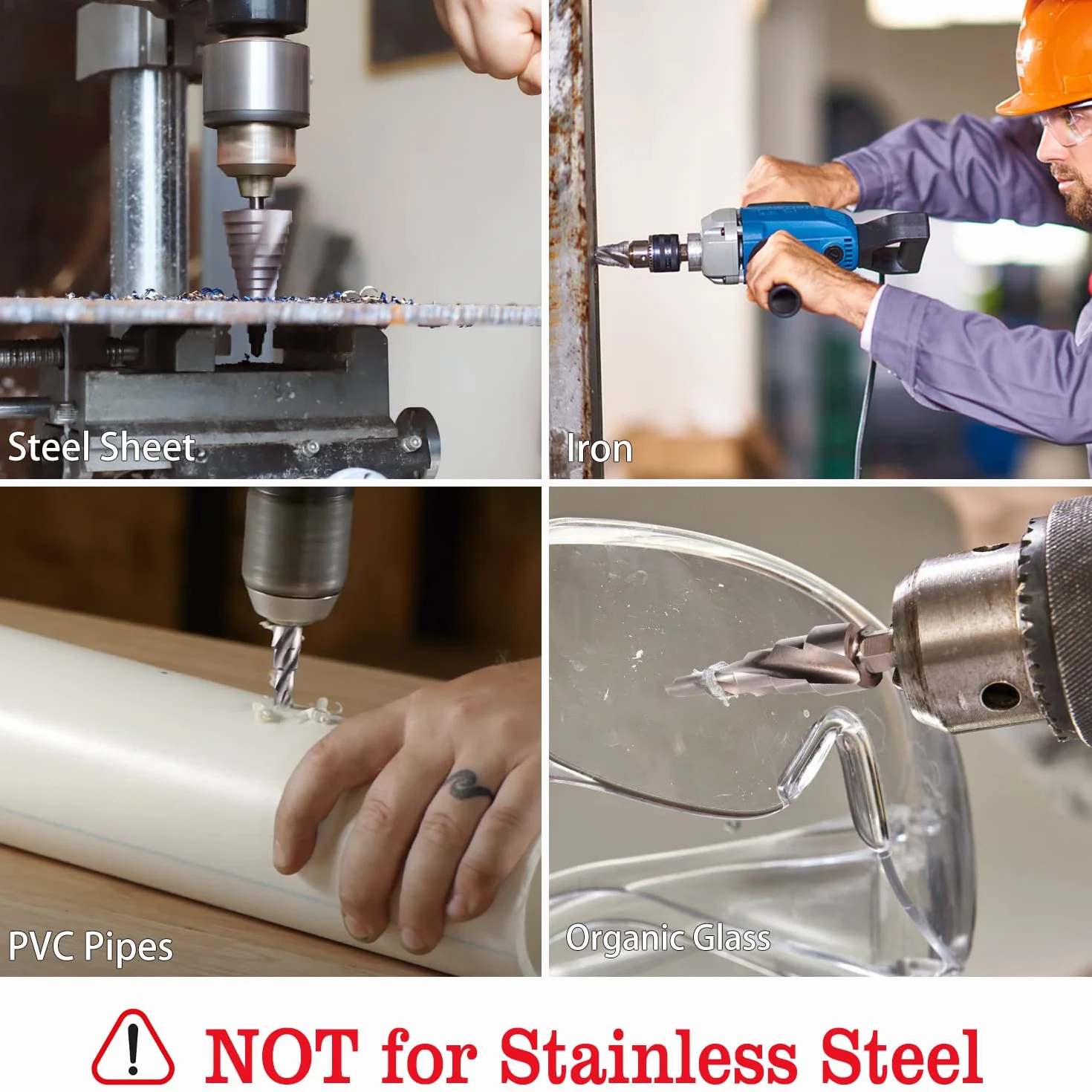 3-częściowy zestaw wierteł stopniowych HSS ze stali szybkotnącej (4-12 mm, 4-20 mm i 4-32 mm) Cone Drill bity do otworów do blachy do drewna i stali nierdzewnej (4-flet New)