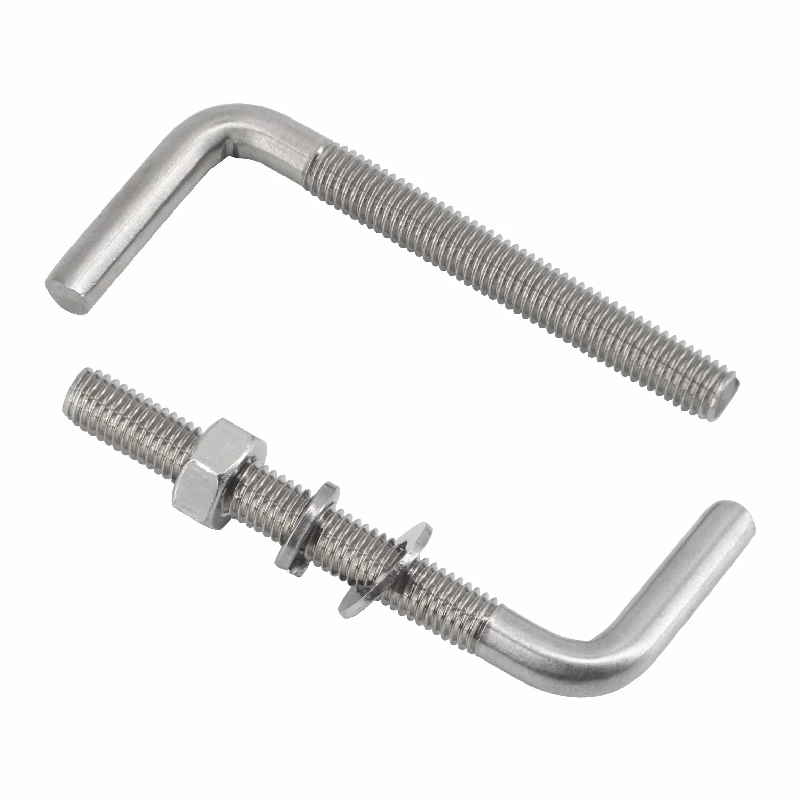 Śruby gwintowane w kształcie litery L M10 x 200 mm ze stali nierdzewnej 304 do fundamentu, kotwy, śrub kwadratowych, haczyków do zawieszenia, 2 szt