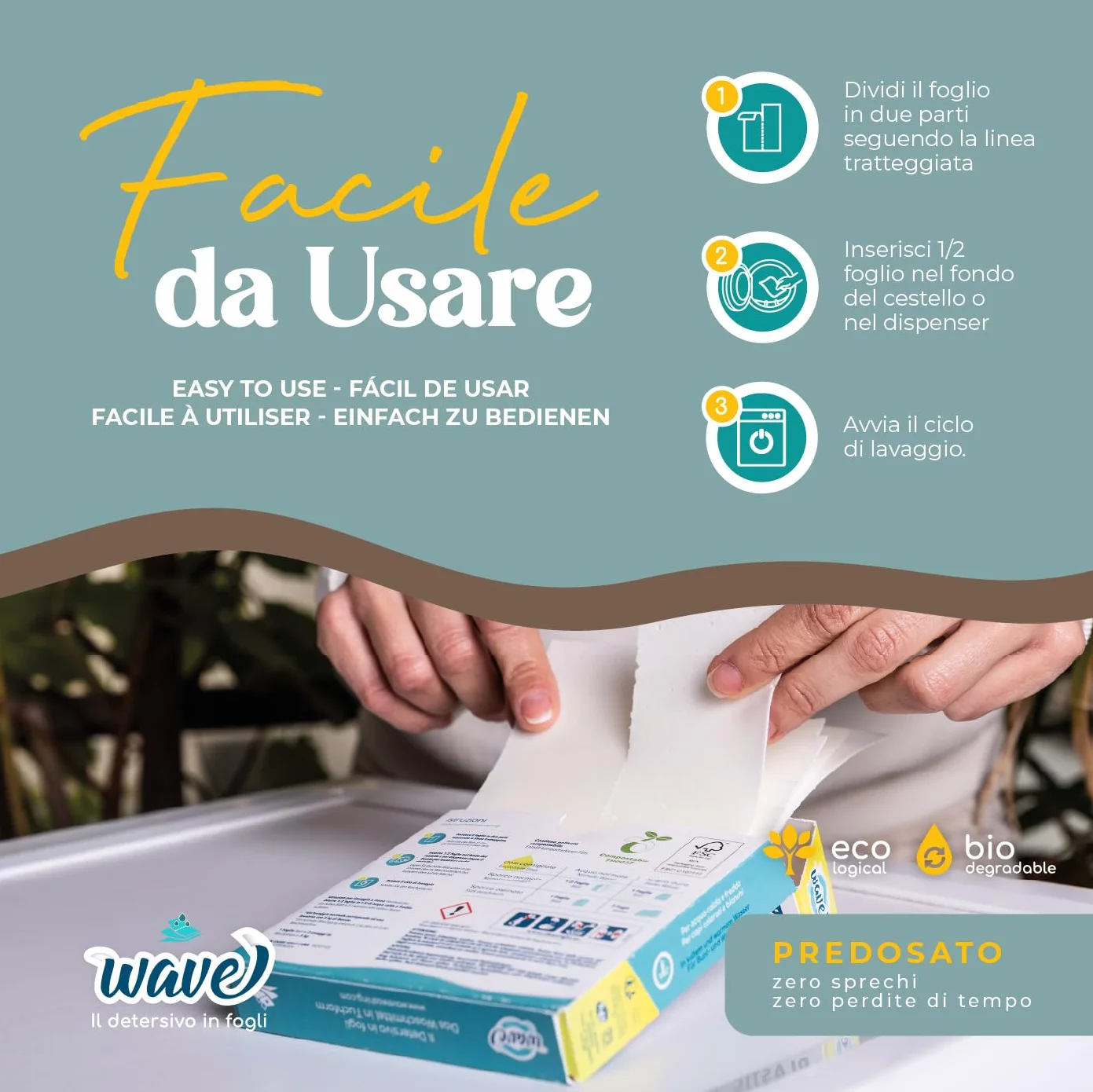 Wave Washing – Classic Box – środek piorący na liściach – 32 cykle prania – przyjazny dla środowiska – biodegradowalny