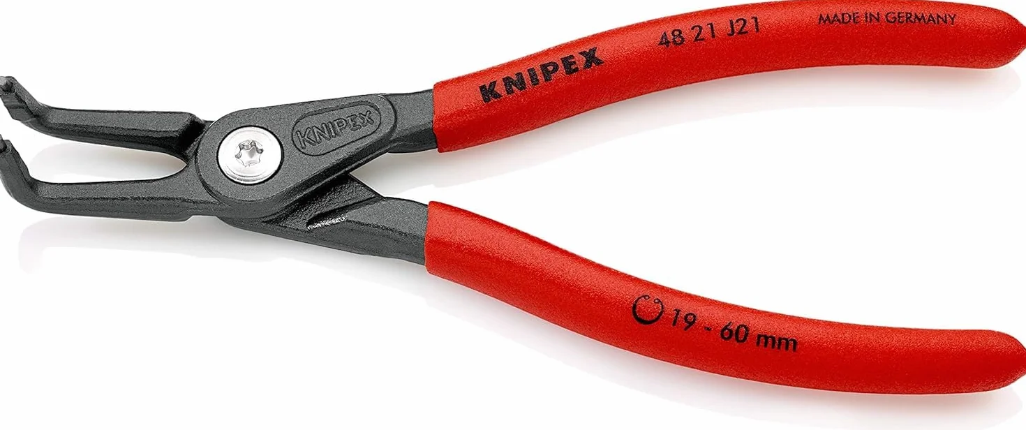 KNIPEX Precyzyjne szczypce do pierścieni osadczych do montażu pierścieni wewnętrznych w otworach fosforanowana, szara pokryte, 48 21 J21