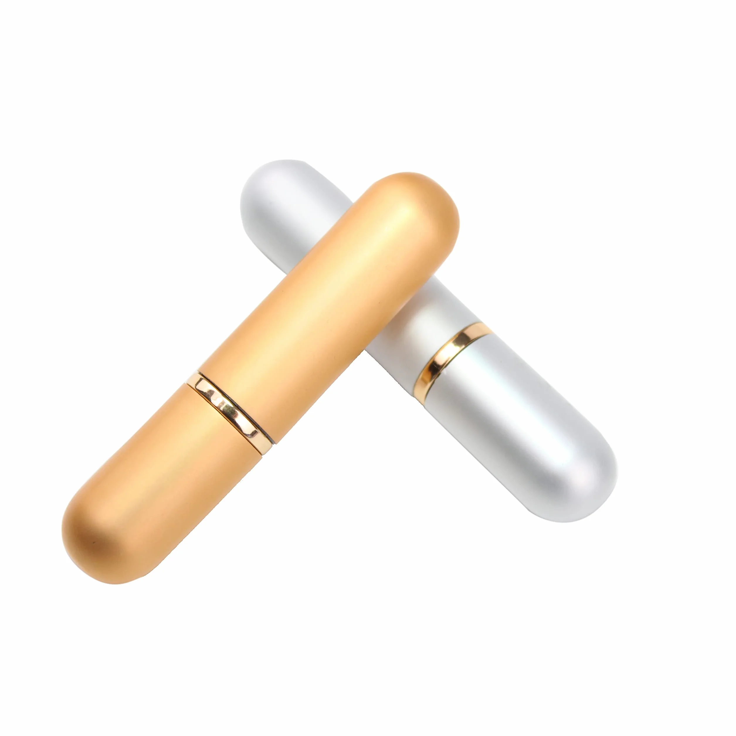 Srebrny aluminiowy olejek eteryczny do inhalatora do nosa osobiste puste wielokrotnego napełniania elegancki aluminiowy i szklany inhalator do nosa zestaw z bawełnianymi knotami 5 szt
