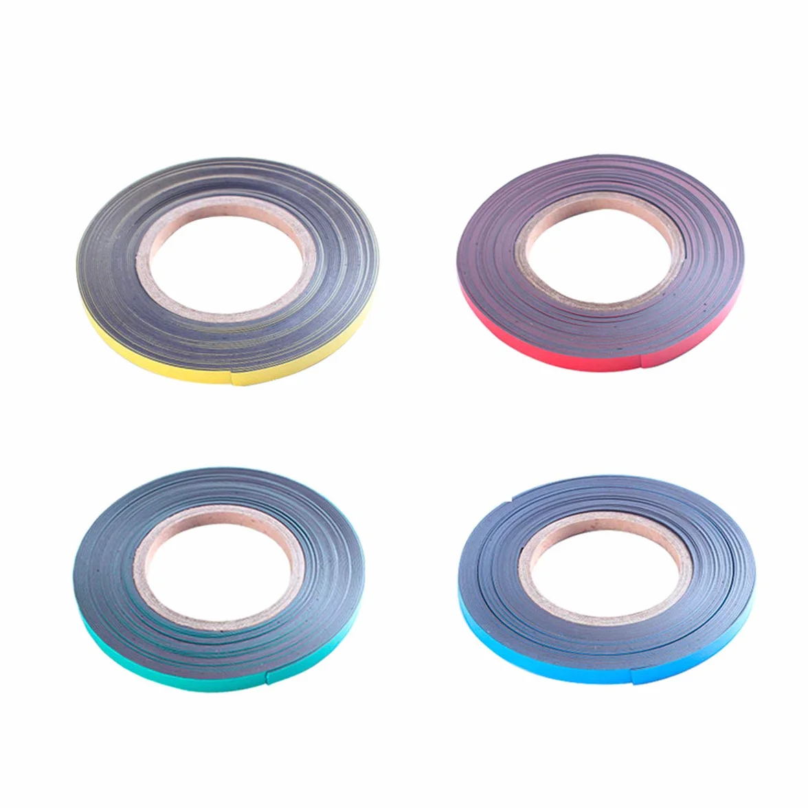 Rolka taśmy magnetycznej, kolorowe, cienkie paski, magnes, suchościeralna, tablica graficzna, 10 mm, 10 m, taśma magnetyczna (4 sztuki, mix kolorów)