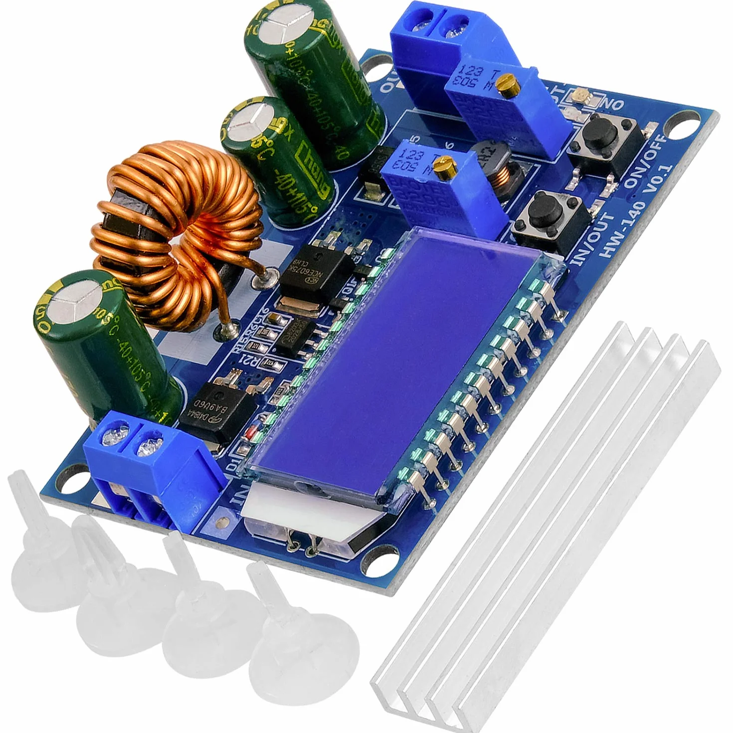 AZDelivery HW-140 Konwerter DC-DC Buck Boost Automatyczny step up/down, woltomierz i amperomierz wyświetlacz LCD, konwerter napięcia 3A 5,5V-30V do 0,5V-30V kompatybilny z Arduino w tym E-book!