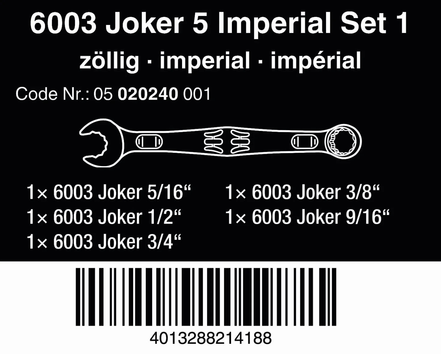 Wera - 05020228001 - zestaw kluczy płasko-oczkowych, 6003 Joker 4 zestaw 1, 4-częściowy