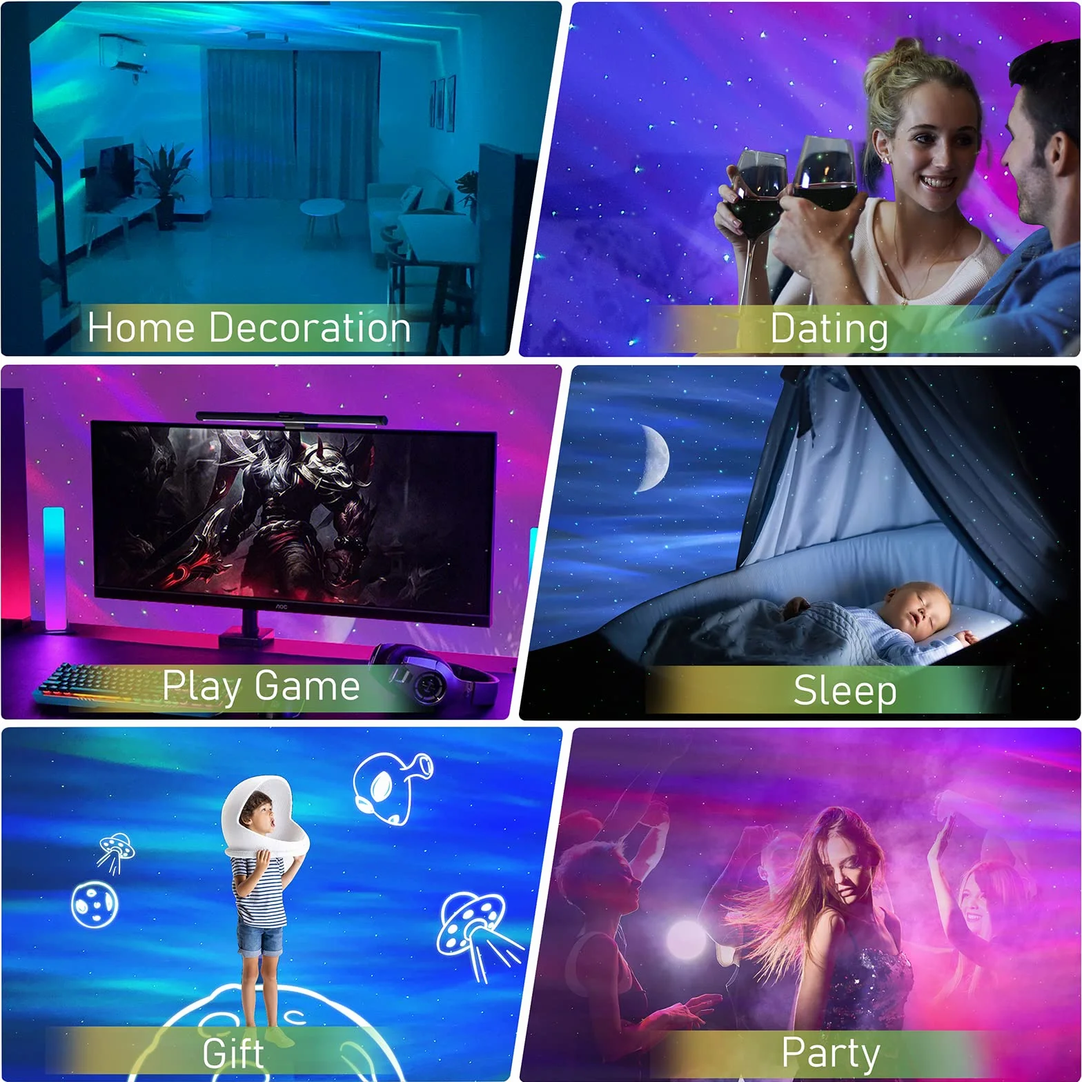 MERTTURM Projektor Star Sky, Lampka Nocna Projektora Galaxy dla Dzieci z Głośnikiem Bluetooth, Lampa Projektora LED Star do Dekoracji Sypialni, Prezent, Prawdziwy Księżyc