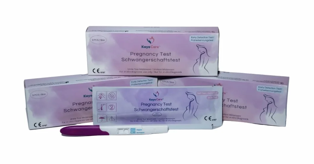 3 x KayoCare test ciążowy – 25 miu/ml – bardzo czuły – wczesny test ciążowy z wysoką dokładnością – testy dla szybkich i wiarygodnych wyników – wczesny test ciąży