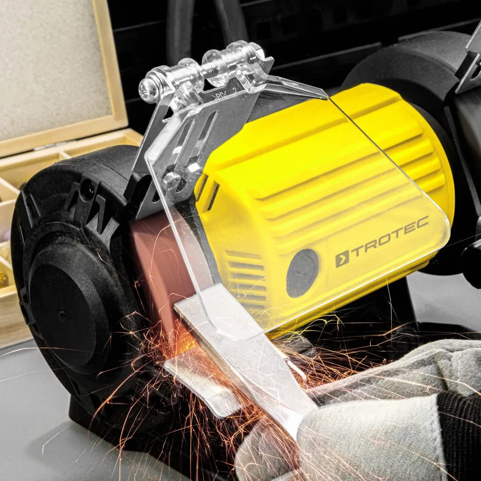 TROTEC Szlifierka PBGS 10-120 – podwójna szlifierka 120 W, poziom prędkości 0-11 500 obr/min, powierzchnia szlifowania Ø: 75 mm, 100-częściowy zestaw akcesoriów