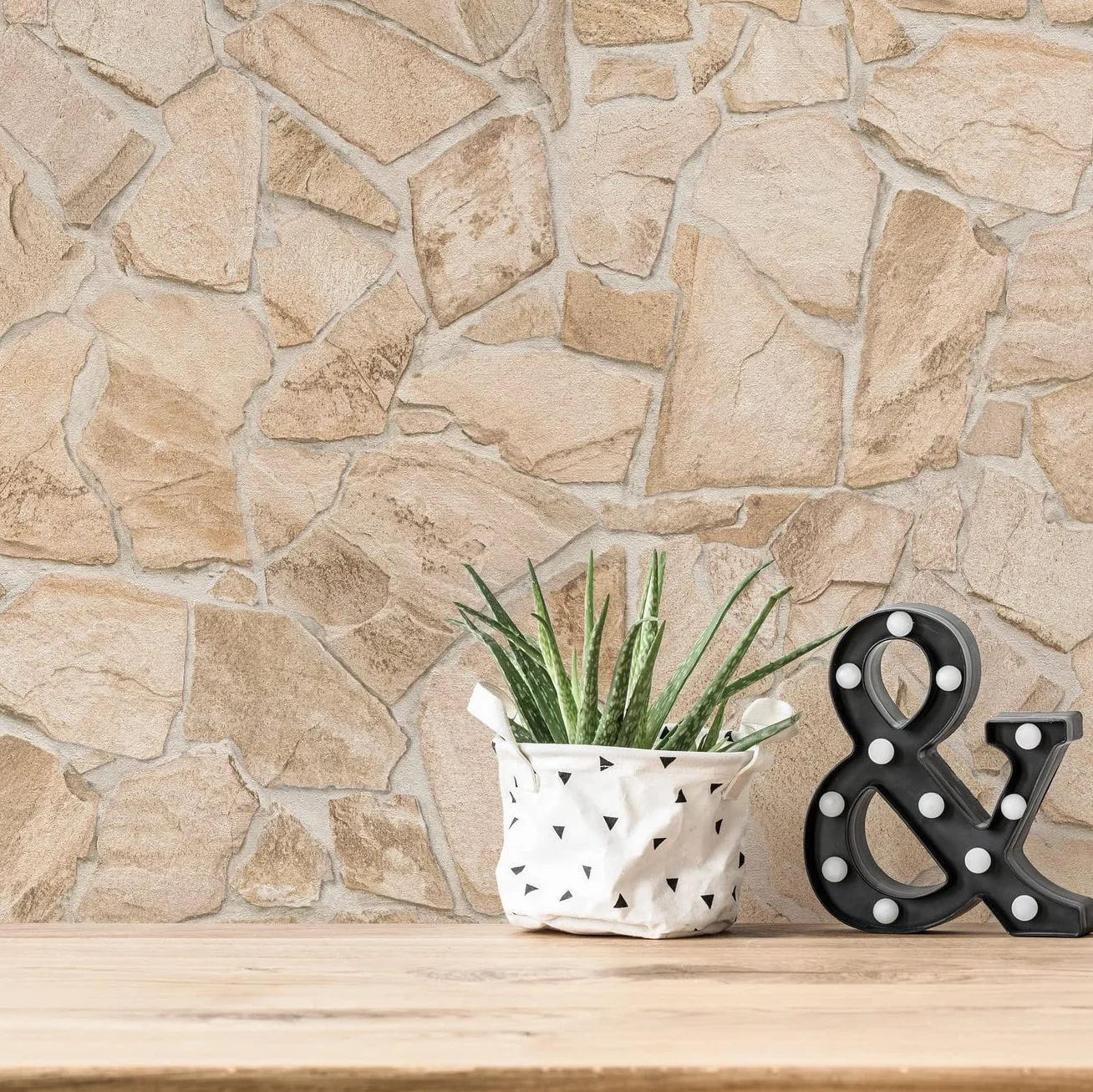 A.S. Création Bricks & Stones 389329 Tapeta Kamienna Beżowa Brązowa Flizelinowa 10,05 m x 0,53 m