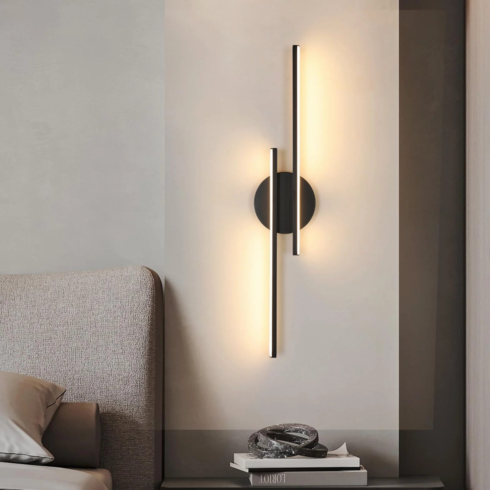 Riserva Lampa ścienna LED, 24 W, czarna, nowoczesna, 3000 K, ciepła biel, liniowe oświetlenie ścienne do salonu, kuchni, korytarza, klatki schodowej, 60 cm