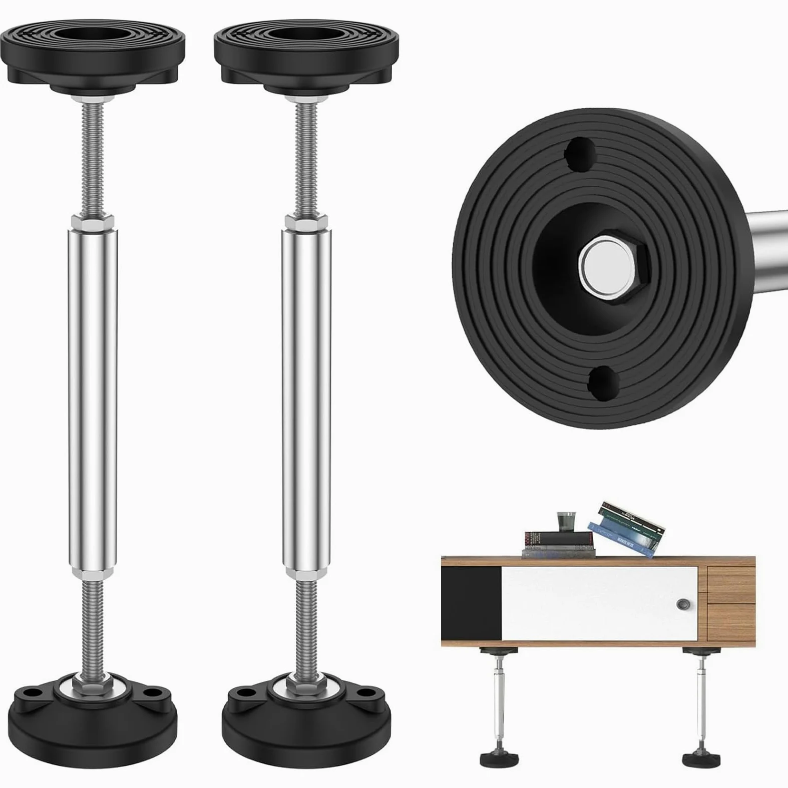 2 sztuki podpór o regulowanej wysokości 28-42 cm, podpora sufitowa, podpora montażowa, nośność do 300 kg, teleskopowa podpora do szafek ściennych, szafek łazienkowych, szafek TV, szafek kuchennych