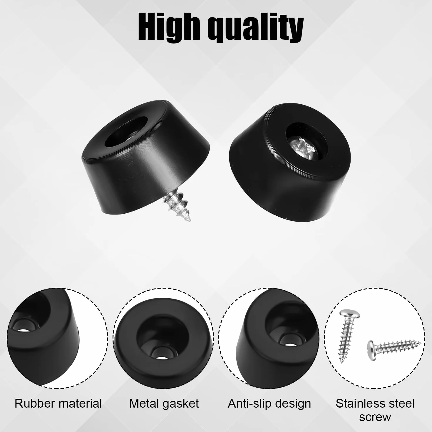 30szt Gumowe Nózki do Deski do Krojenia, 15x8mm Antyposlizgowe Nózki do Deski do Krojenia ze Srubami Okragle Gumowe Nózki Odbojniki Podkladka do Mebli Elektroniki Sprzetu Kuchennego