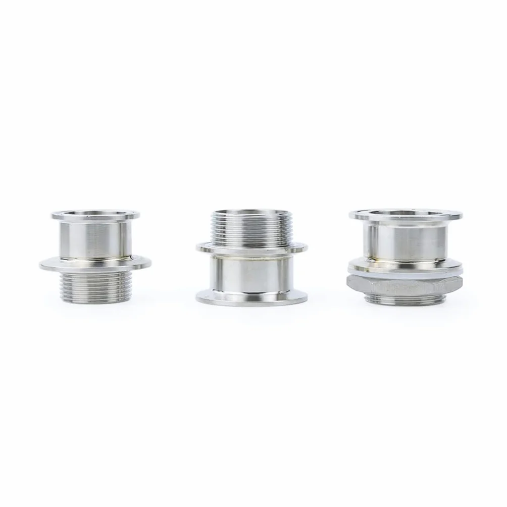 304SS Podwójny zacisk Tri Clamp z gwintem zewnętrznym Adapter sanitarny do Homebrew - łącznik rurowy DN32/DN40(With Nut,DN40x64mm-64mm)