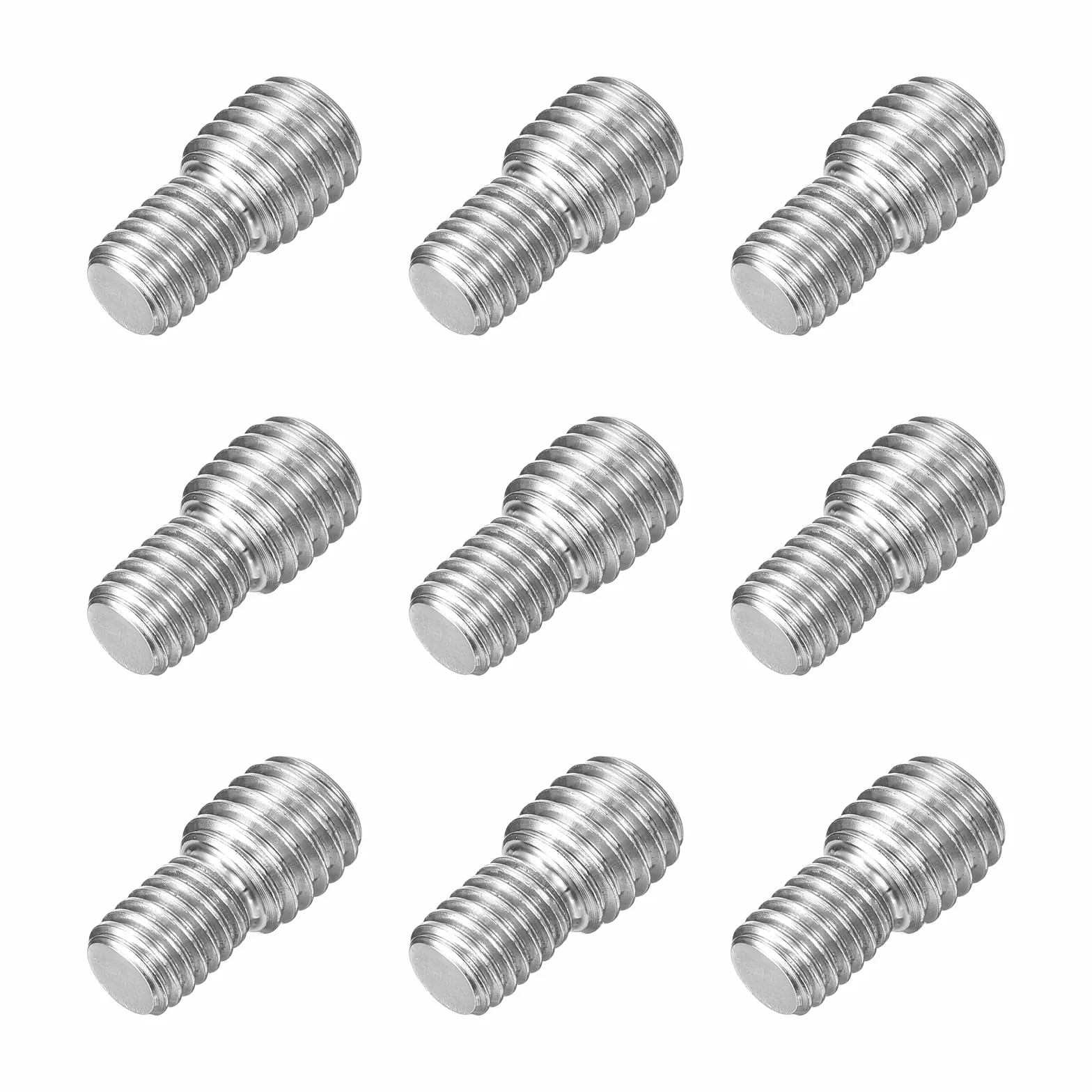 QUARKZMAN Dwustronne śruby gwintowane M8 x 10 mm do M10 x 10 mm, 9 sztuk ze stali nierdzewnej 304, adapter redukcyjny do montażu w maszynie meblowej