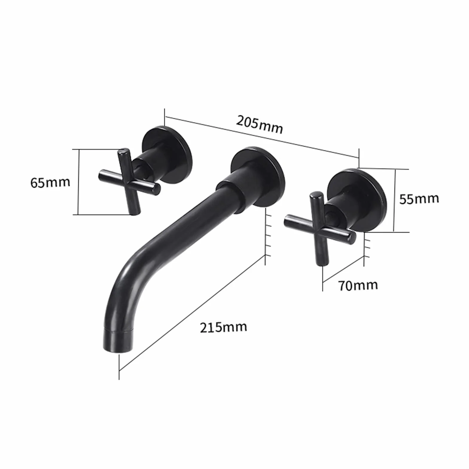 Faucet Bateria ścienna Bateria łazienkowa Bateria umywalkowa Baterie wannowe z wylewką 20 cm Baterie umywalkowe Uchwyt krzyżowy Ciepła i zimna podtynkowa bateria do zlewu Baterie wannowe Szczotkowane