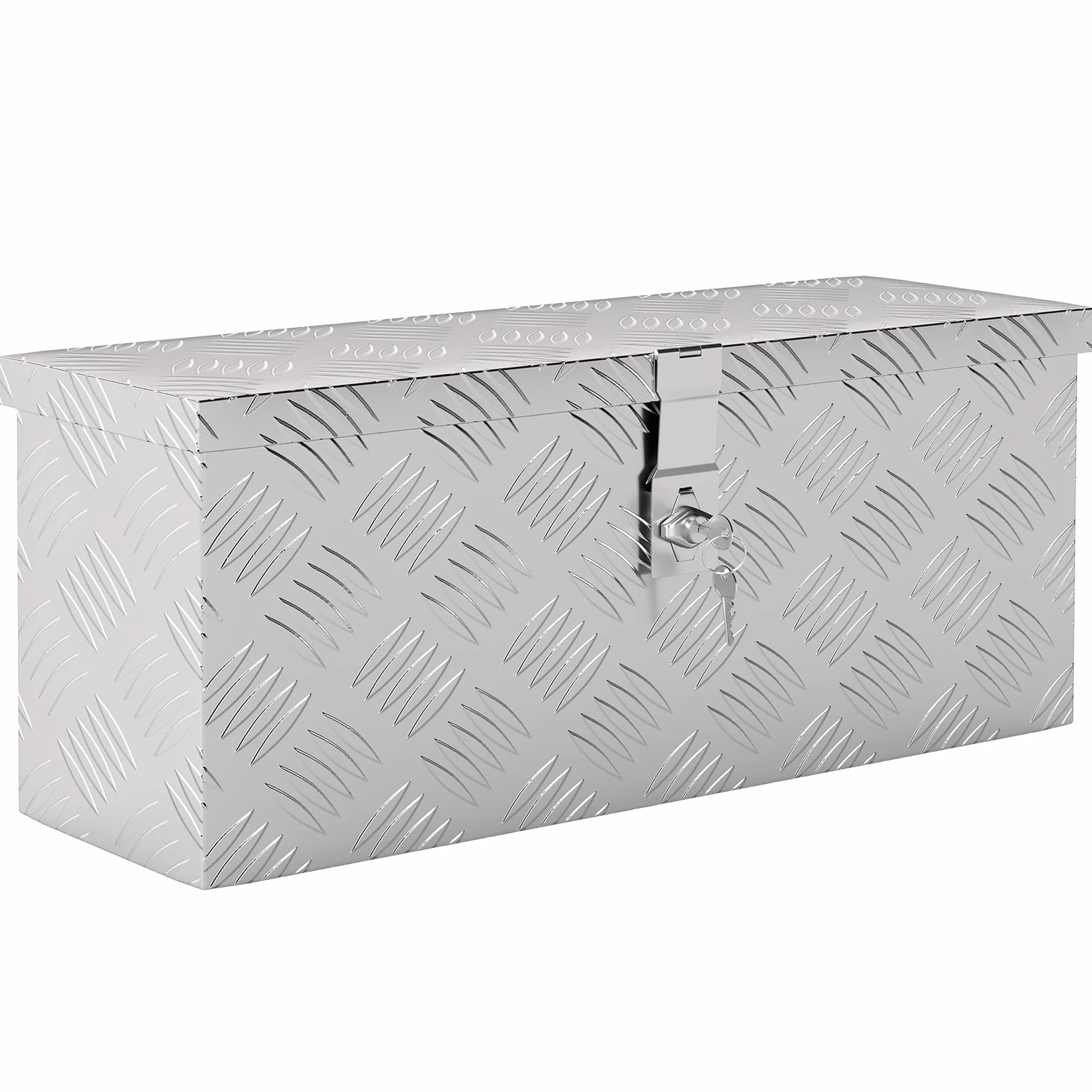 HOMCOM Skrzynka na narzędzia z aluminium z zamkiem i kluczami, Skrzynka na narzędzia do ciężarówki, Skrzynia do przechowywania dla przyczepy, 50 x 15,5 x 20,5 cm