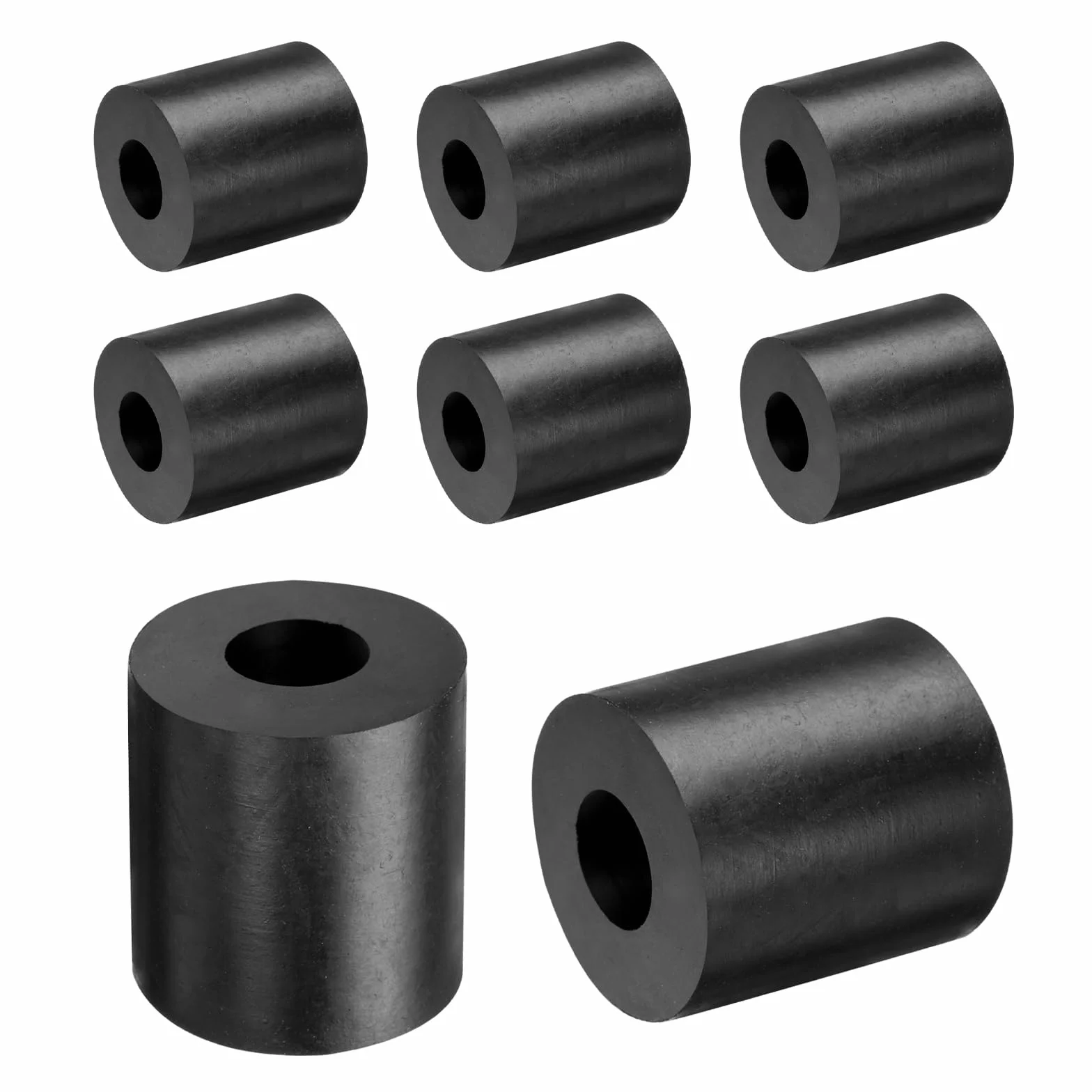 QUARKZMAN 8 szt. gumowych elementów dystansowych o średnicy zewnętrznej 40 mm, średnica wewnętrzna 16 mm, wysokość 40 mm, okrągłe, antywibracyjne, grube podkładki gumowe