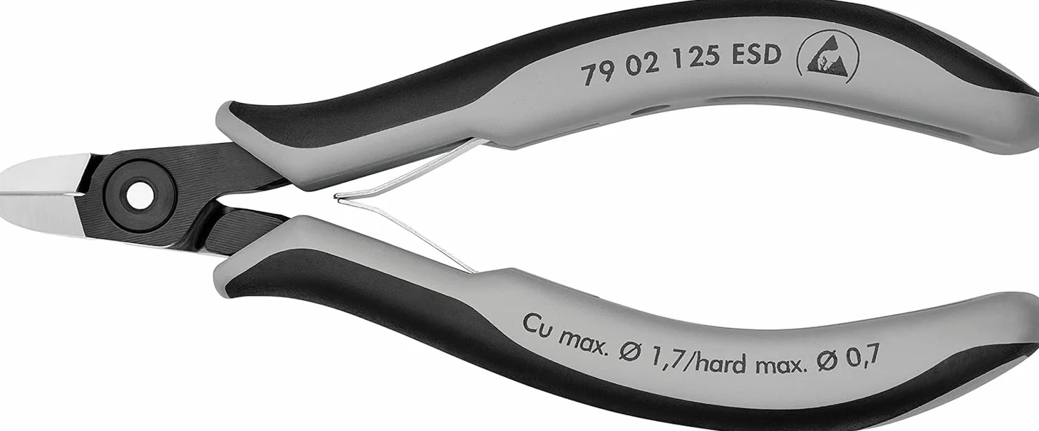 KNIPEX Precyzyjne szczypce tnące boczne dla elektroników ESD w opakowaniu z zawieszką z osłonkami wielokomponentowymi 125, 79 02 125 ESDSB