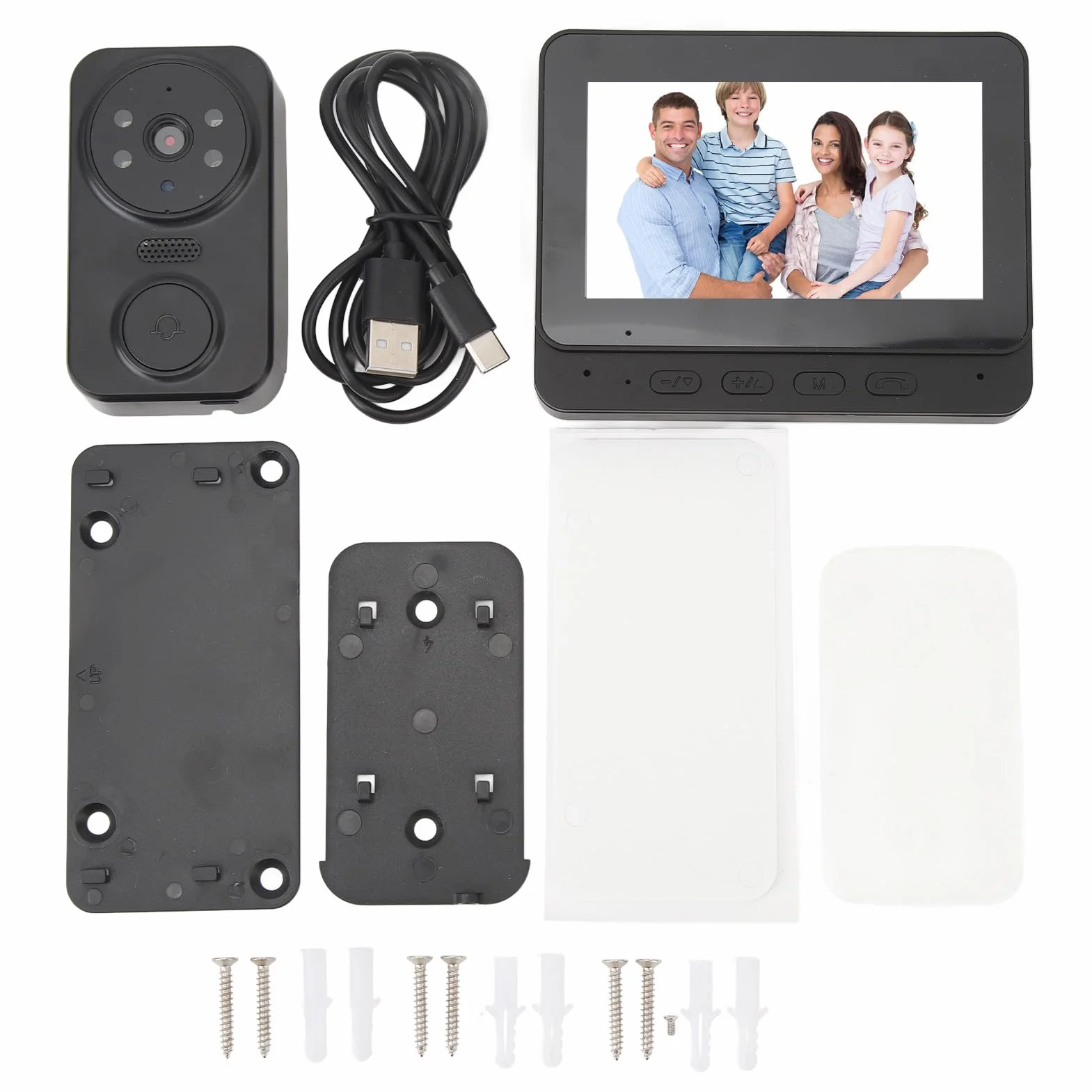Bezprzewodowy System Domofonu Wideo WiFi, Wizualny Dzwonek do Drzwi na podczerwień z kamerą i Monitorem, Bezprzewodowy Dzwonek Wideo 1080P HD, Domowy System Bezpieczeństwa