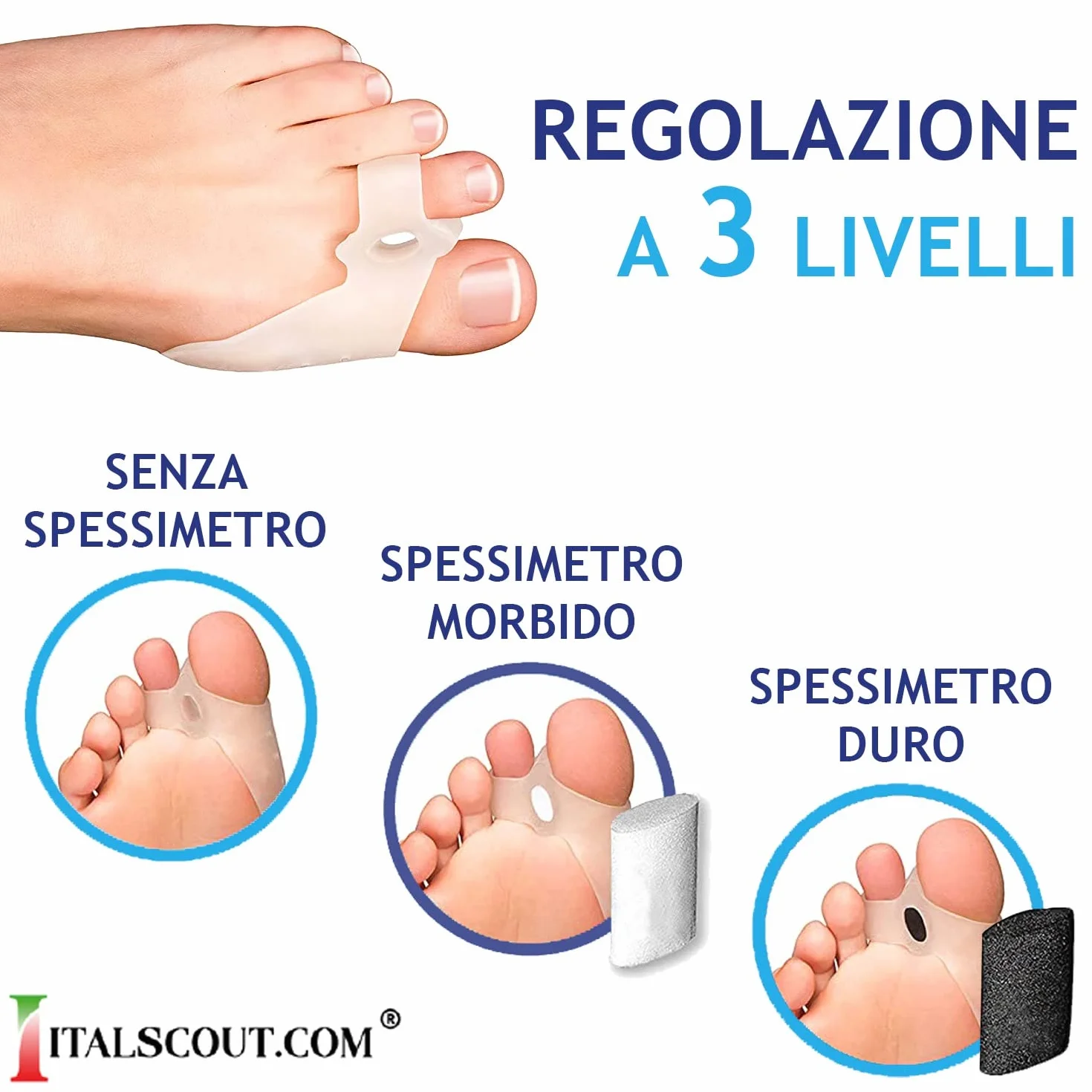 Italscout -6X Koślawego Palucha Korektora+12 Grubościomierzy, Ochrona Mężczyzn Kobieta, Separator I Korektor Palce, Silikon,Zapobieganie Bólom Zapalenie kaletki, Odległość prostowania palców, Stopy Hammer