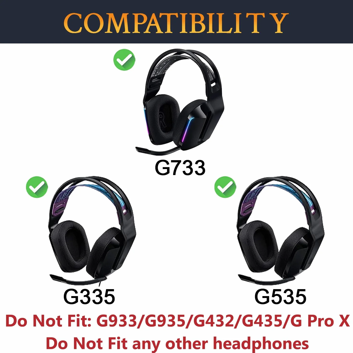 SOULWIT Elastyczna opaska materiałowa wymienna do Logitech G733/G535/G335 zestawu słuchawkowego, wymienna opaska do słuchawek, część naprawcza poduszki na głowę