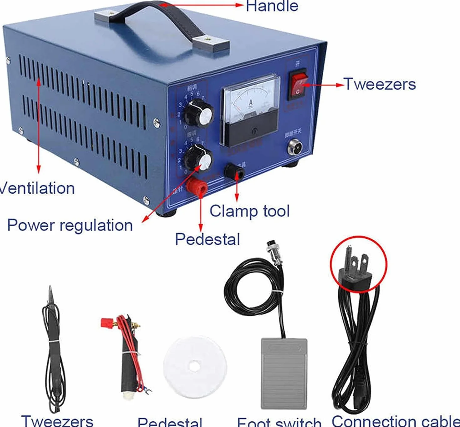 400W Mini Spot Spawarka Złota Srebrna Biżuteria Spawarka laserowa z uchwytem narzędziem, Automatyczna spawarka biżuterii punktowa, dla złota srebrna platyna z pedałem nożnym 50A