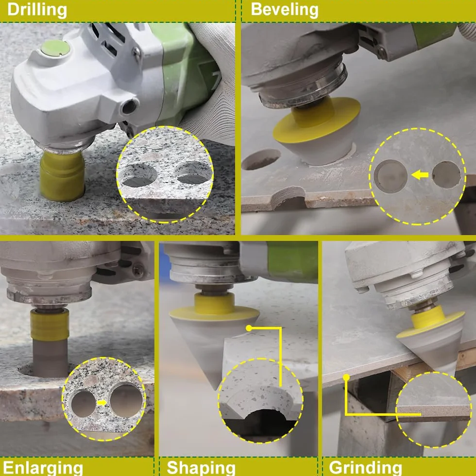 Diamentowa koronka wiertnicza 8 sztuk (20/25/35/55/68 mm + 20 mm frez palcowy + 50 mm diamentowe wiertło fazowe + adapter sześciokątny) wiertło do płytek ceramicznych, porcelany, marmuru, granitu,