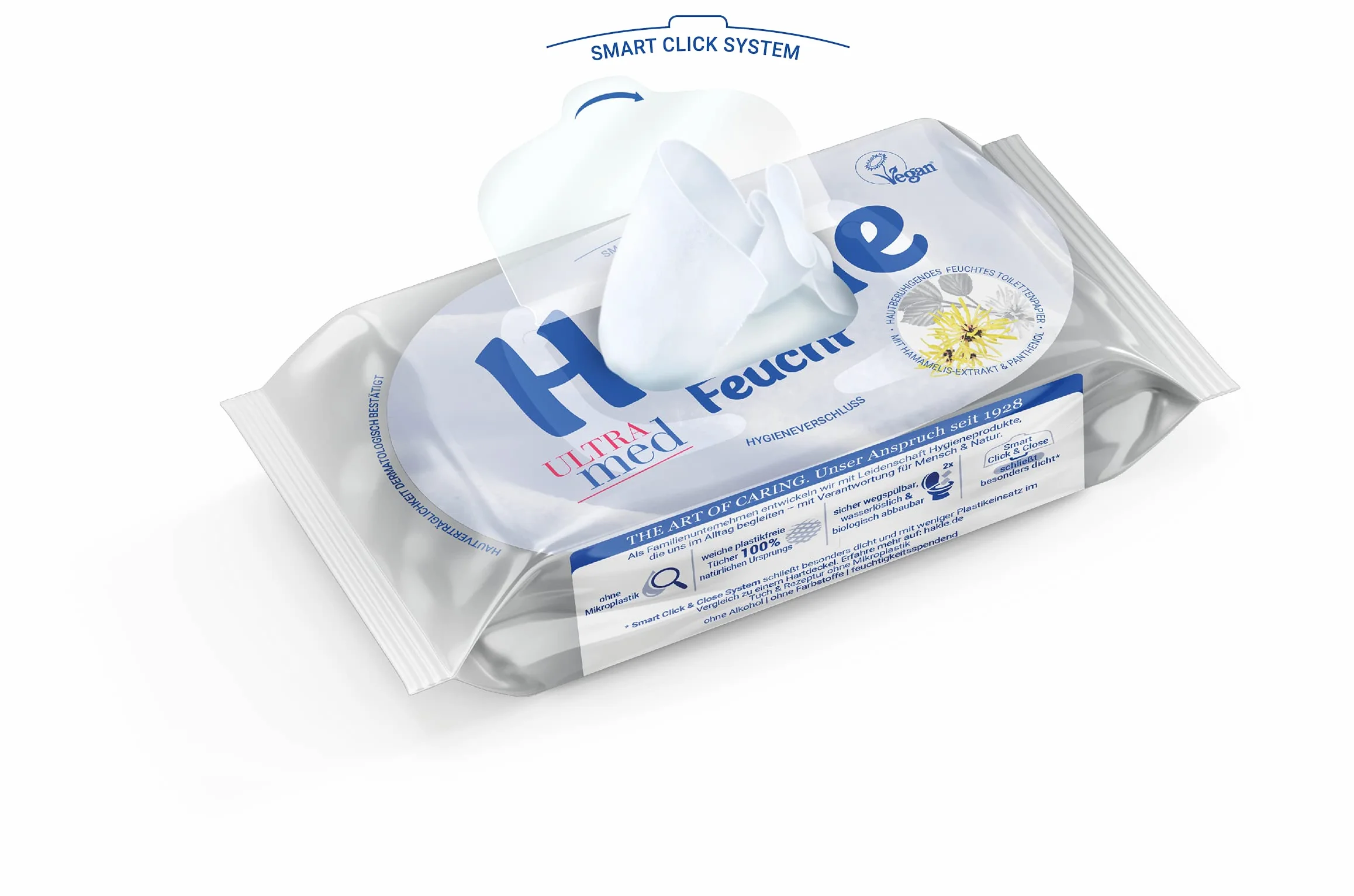 Hakle Wilgotny papier toaletowy Ultra Med, 12 sztuk (12 x 42 arkuszy), pielęgnujący wilgotny papier toaletowy, przyjazne dla skóry wilgotne chusteczki, szybko rozpuszczalne w wodzie chusteczki