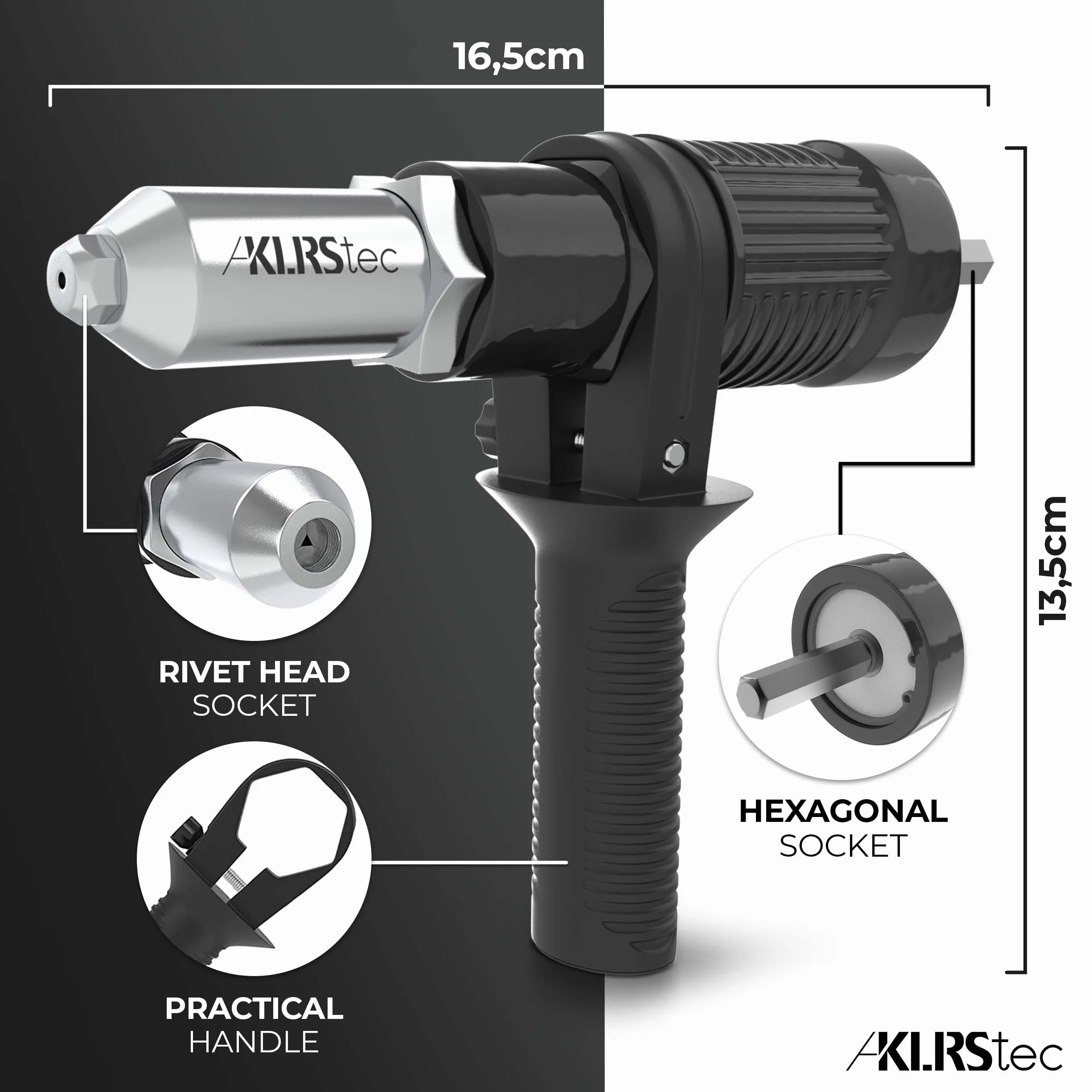 KLRStec® Adapter do ściągaczy nitownic – nakładka do nitownic do wkrętarki akumulatorowej i wiertarki