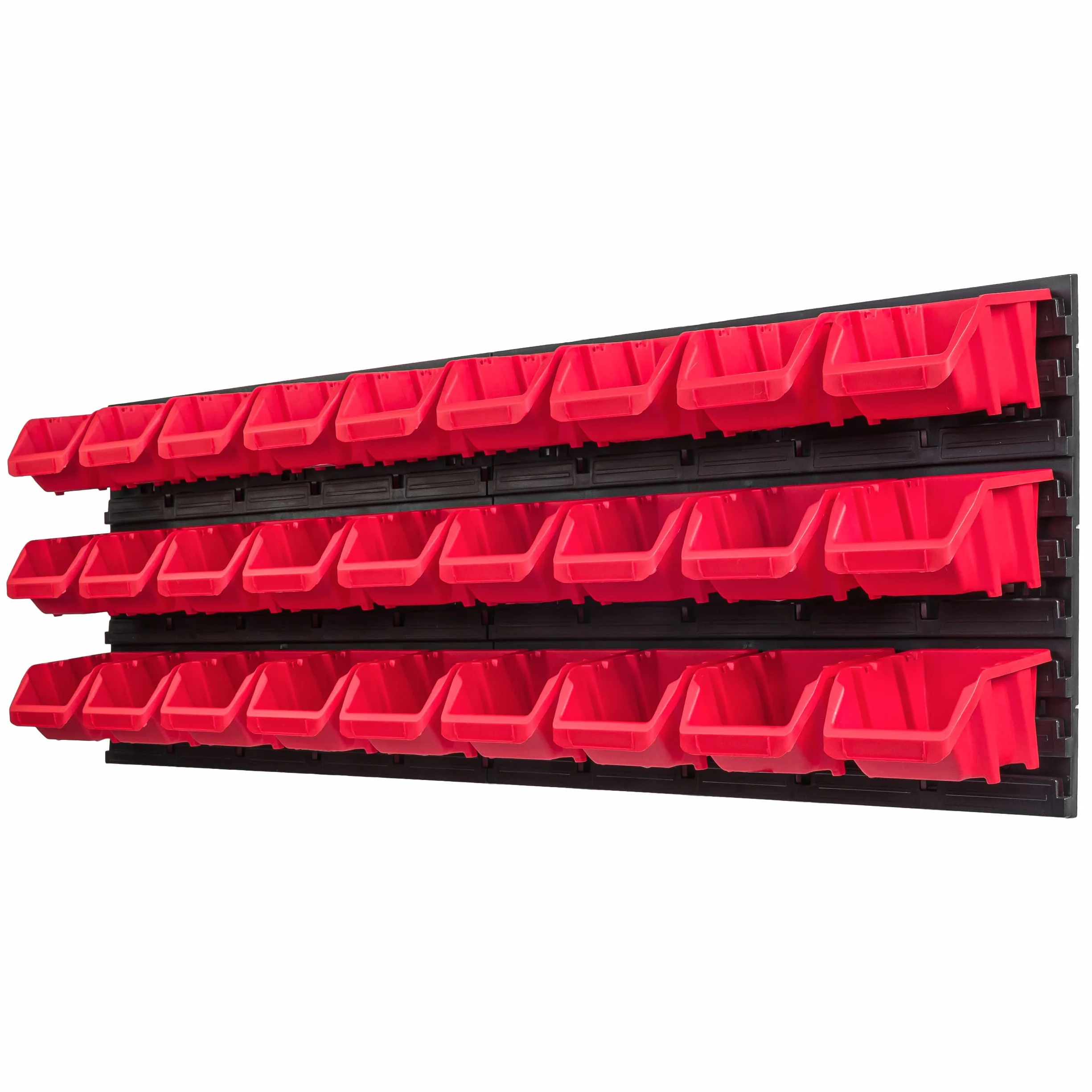 Regał warsztatowy ścienny z pojemnikami 115x39 cm 27 szt. system magazynowy