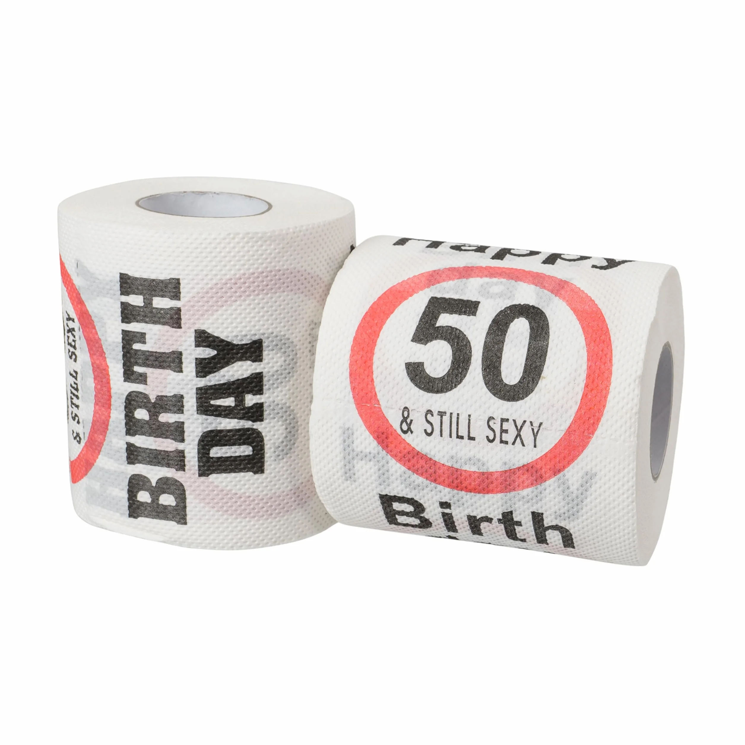 Happy Birthday & Still Sexy papier toaletowy, dekoracja i pakowanie prezent na 50. urodziny, zabawny motyw rolki papieru toaletowego, innowacyjny prezent dla nastolatków, chłopców, dziewcząt