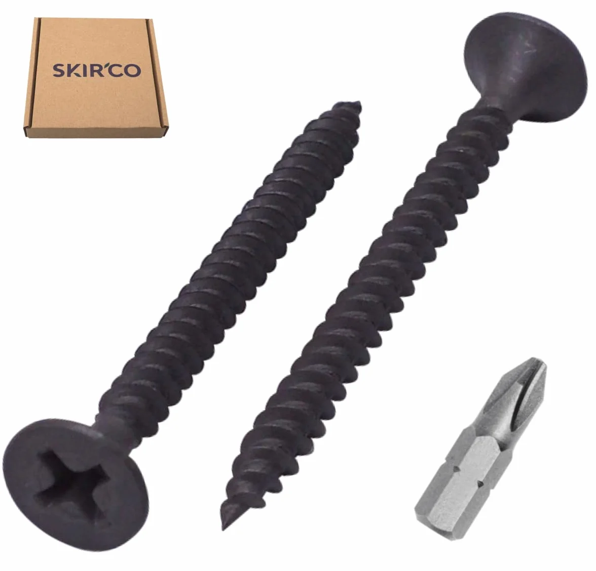 SKIR'CO (50 szt.) czarne fosforanowe wykończenie 3,5 x 45 mm śruby do płyt kartonowo-gipsowych, cienki gwint, głowica krzyżakowa