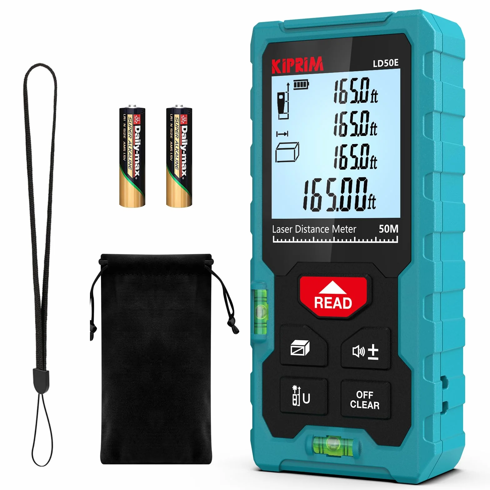 Dalmierz laserowy Kiprim wysoka dokładność 165ft LD50E taśma miernicza laserowa 50M kompaktowe laserowe narzędzie pomiarowe