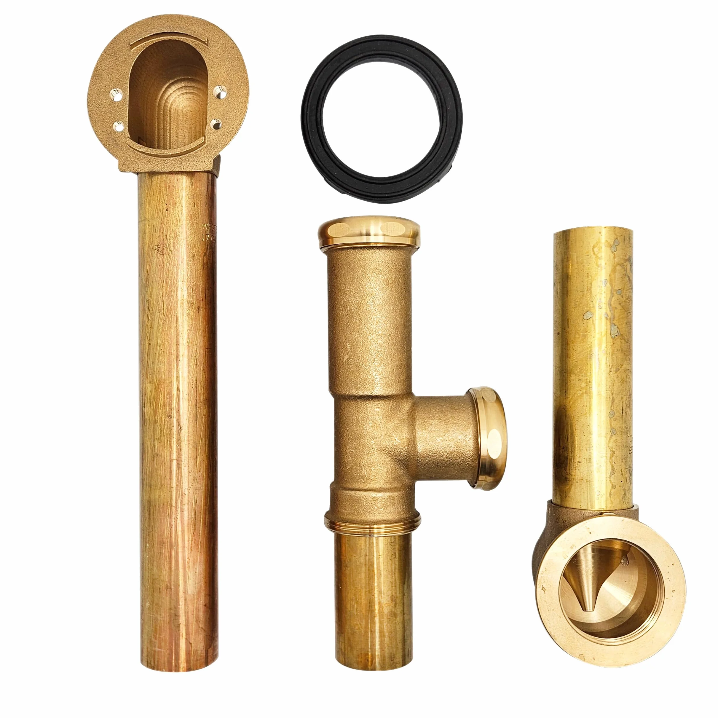 Westbrass 35,5 cm 17 Gauge mosiężny odpływ odpływowy i przelewowy z 2-otworową płytką czołową, satynowy nikiel, D325-07