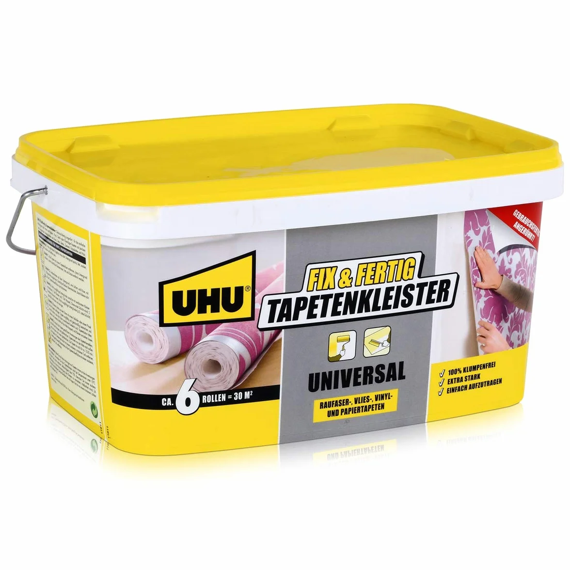UHU Fix & Gotowy klej do tapet uniwersalny, wiadro, gotowy klej do łatwego nakładania tapet wszelkiego rodzaju, 5 kg