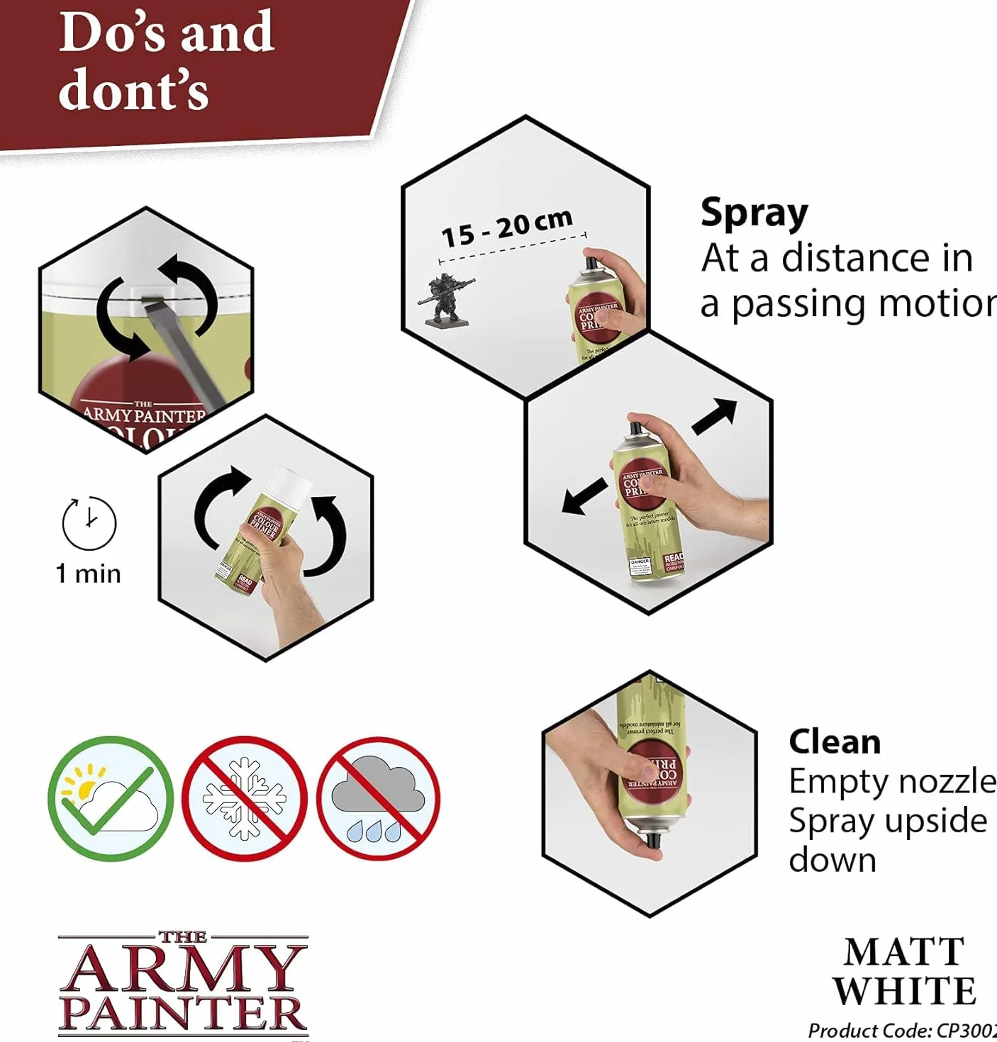 The Army Painter, Colour Primer Matt White, 400 ml spray akrylowy | Podkład matowy biały do malowania figurek Warhammer i Dungeons and Dragons