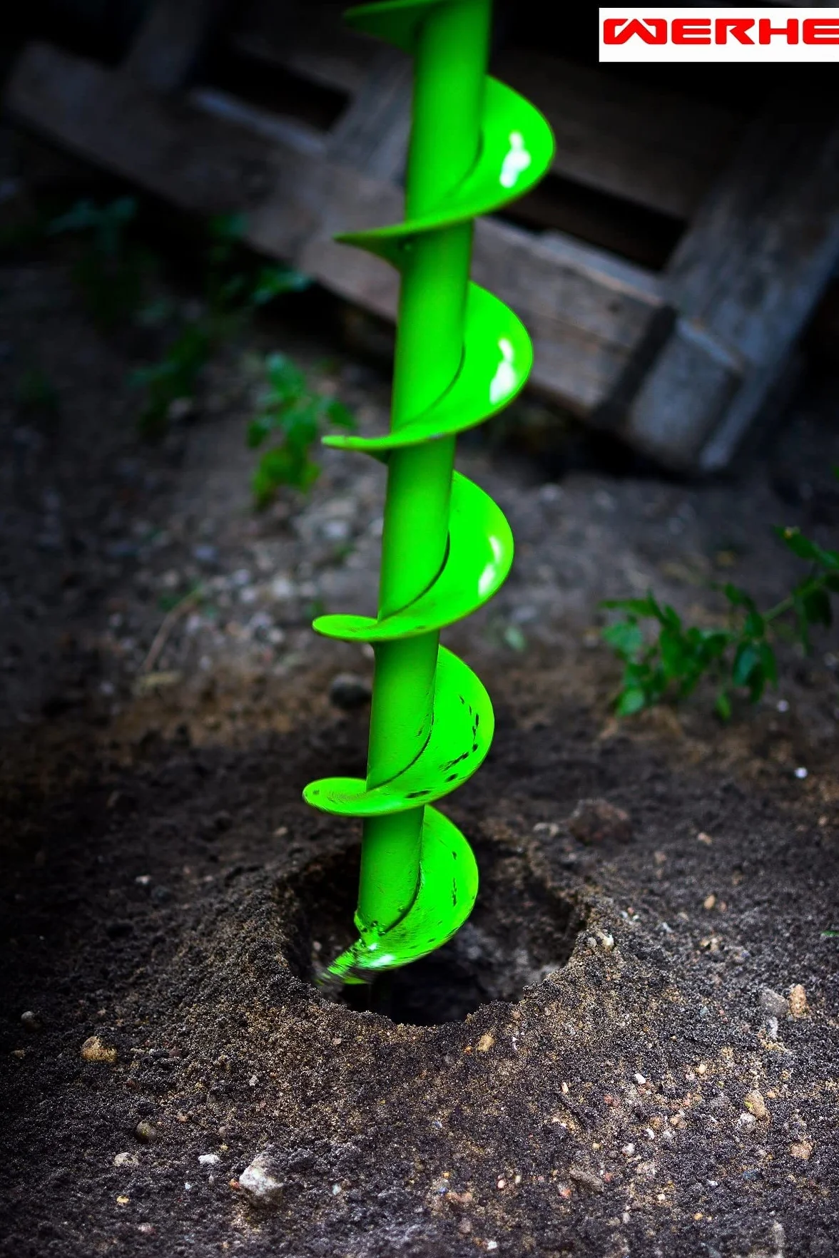 WERHE świder ziemny 40 mm lita stal, SDS Max | świder do słupków z podwójnej spirali, grot centruje wiercenie, długość całkowita 80 cm