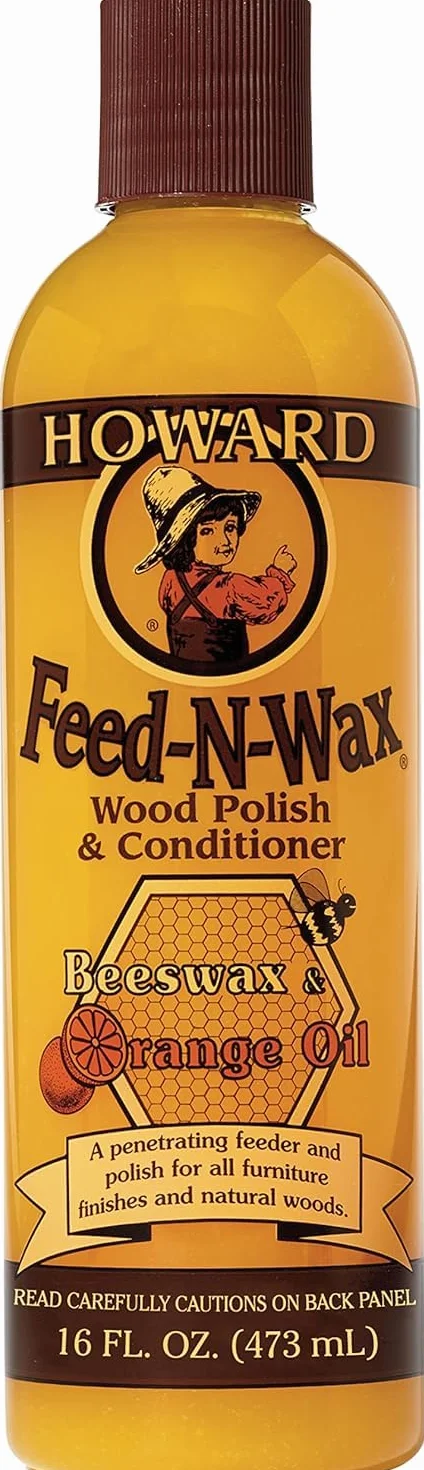 Howard Feed N Wax FW0016 karma i odżywka do lakieru do drewna, olejek pomarańczowy, wosk pszczeli, 473 ml