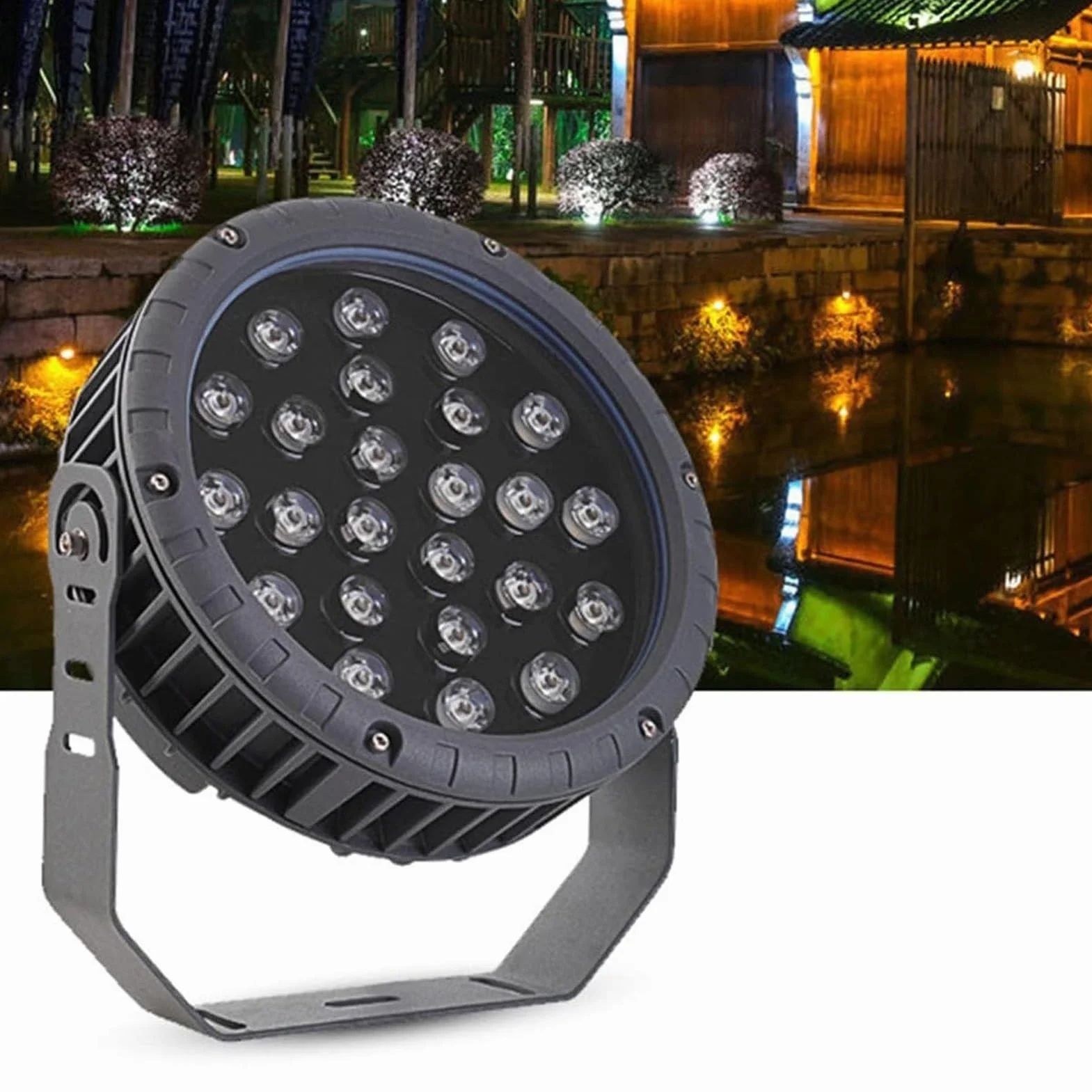 Reflektor obrotowy - wiązka LED 270°, zewnętrzna dekoracyjna okrągła lampa 111-240 V, wodoodporna IP65, oświetlenie drzewa parkowego, do ogrodu, trawnika, podwórka, willi, ścieżki, oświetlenia