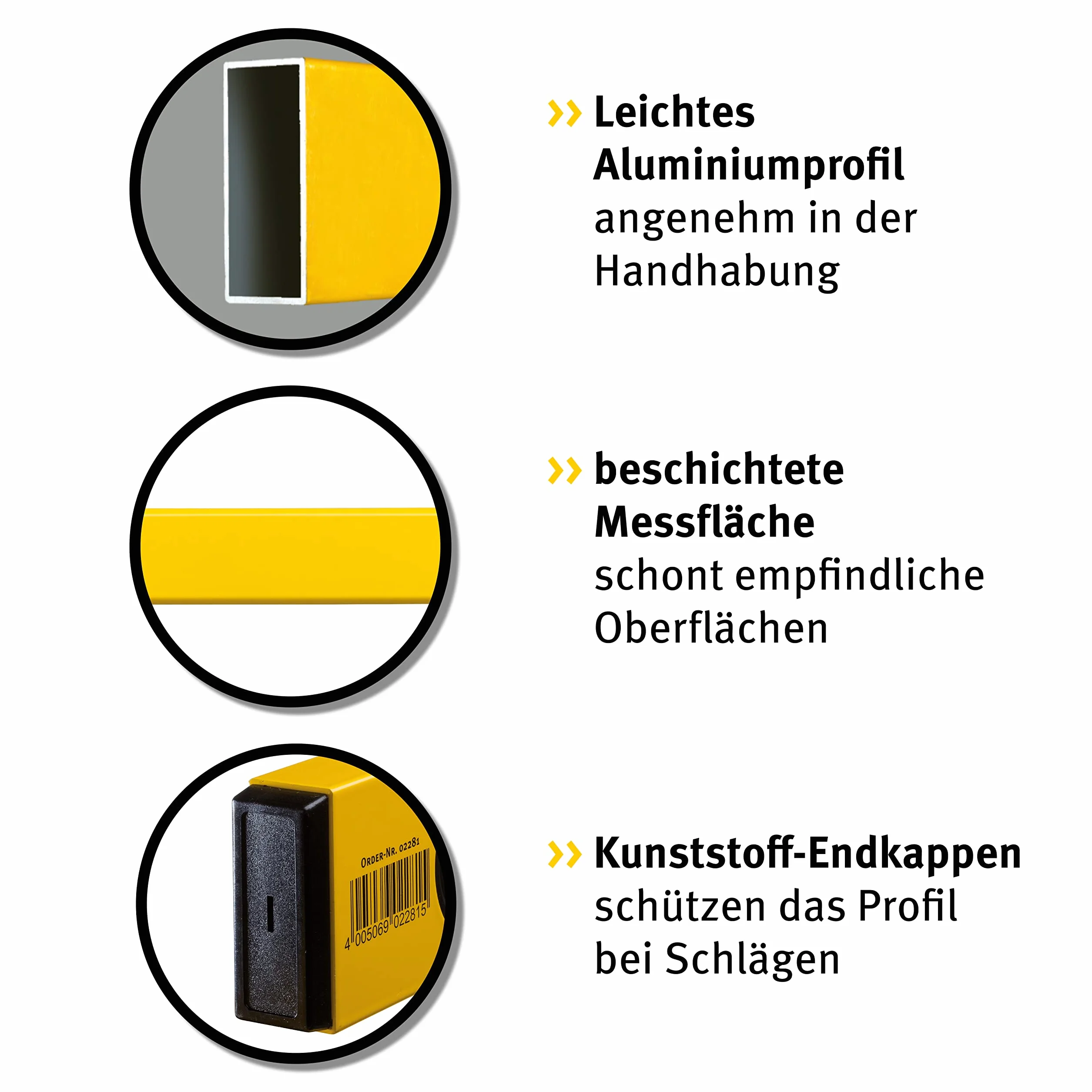 STABILA Poziomica typu 70 W, 100 cm, lekki profil aluminiowy, 1 pozioma libela, 1 libelka pionowa, 1 obrotowa libelka kątowa, Made in Germany