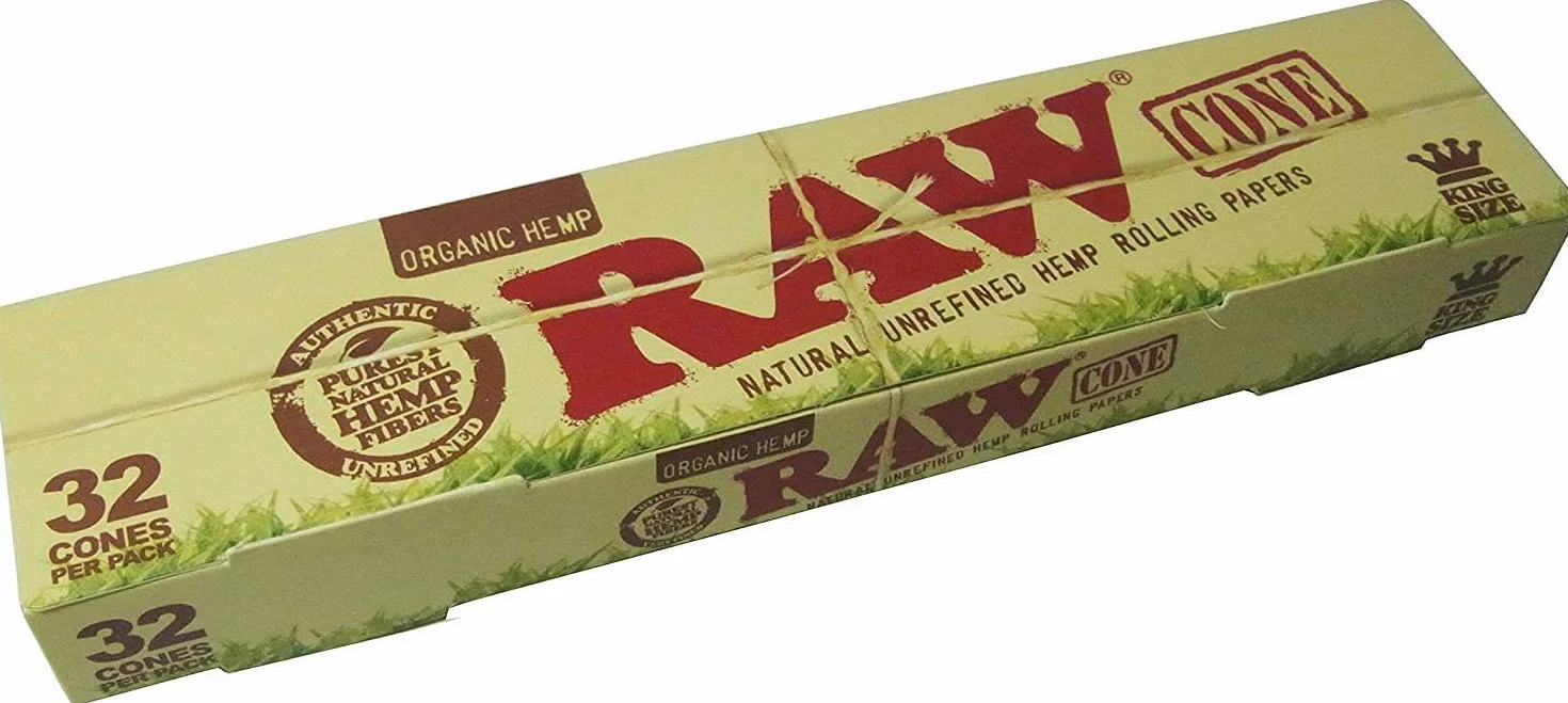 RAW Organiczne konopie rozmiar 1 1/4 wstępnie zwinięte stożki - 32 szt